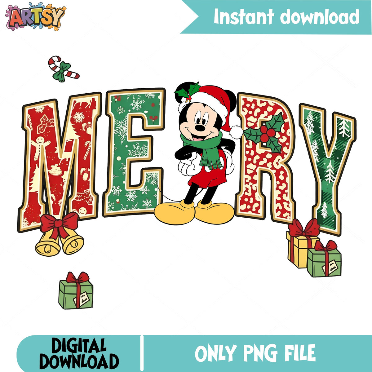 Disney Characters Very Merry Christmas Mickey aotoi