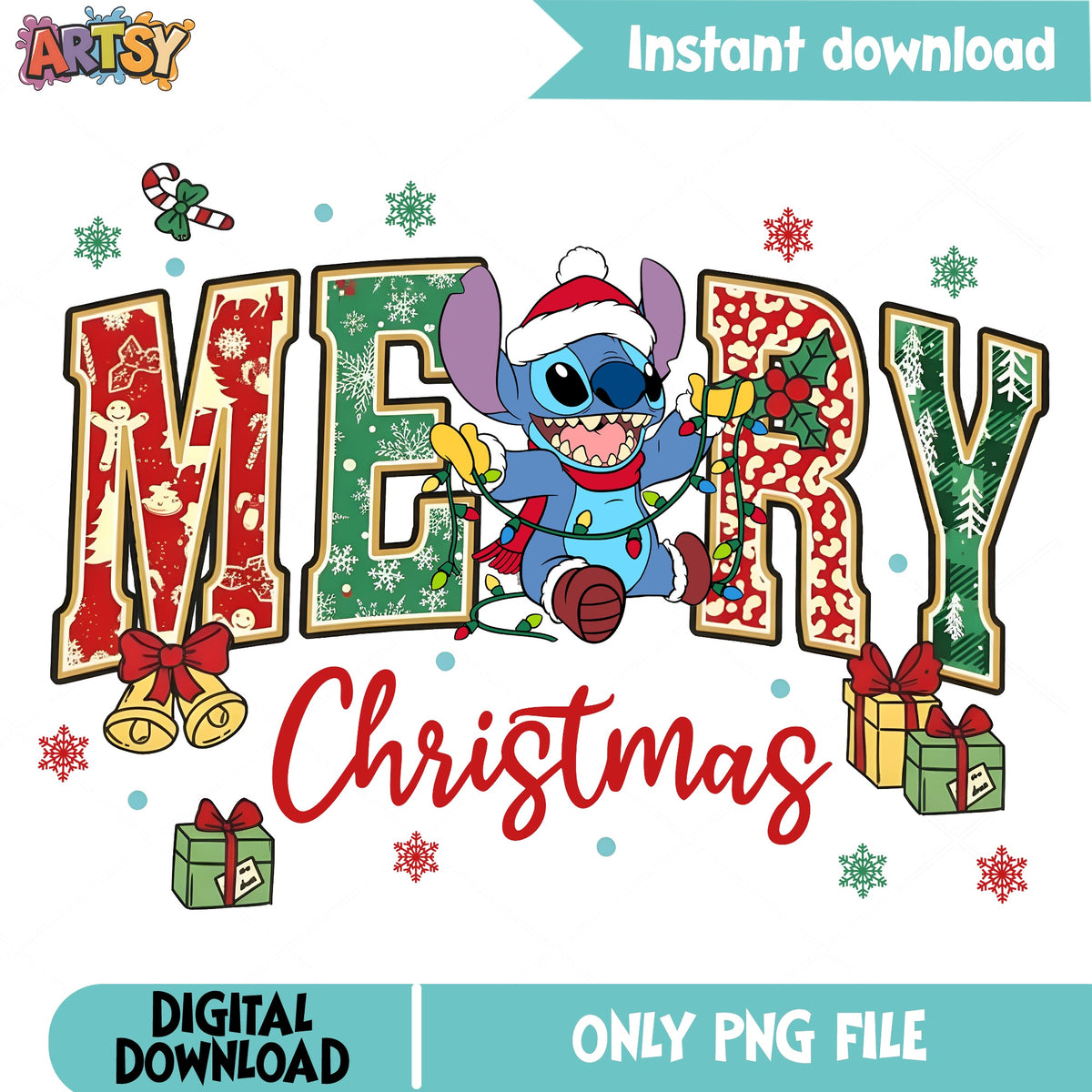 Disney Characters Very Merry Christmas Stitch