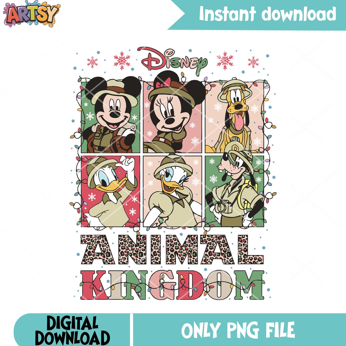 Disney animal kingdom png, disney christmas png, mickey and friends png