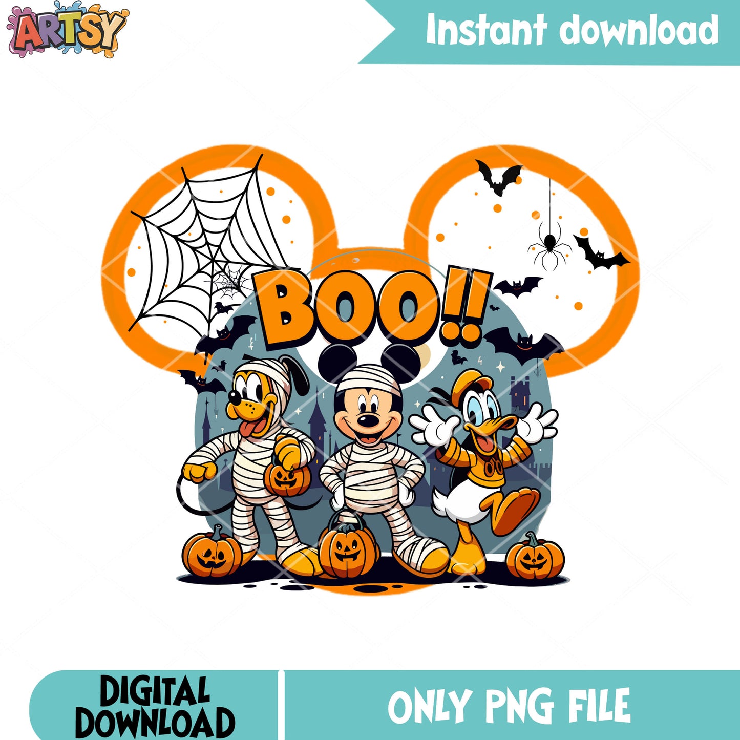 Disney character png, disney halloween png, jack o lantern png