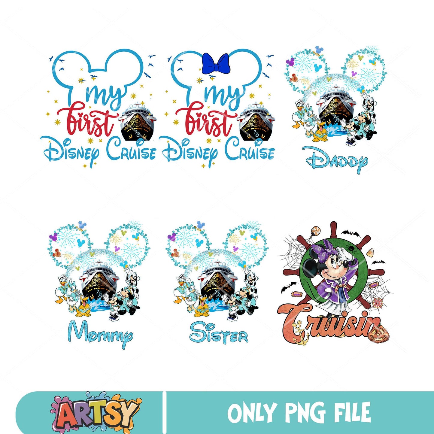 Disney cruise family png bundle, disney cruise png, mickey cruise png