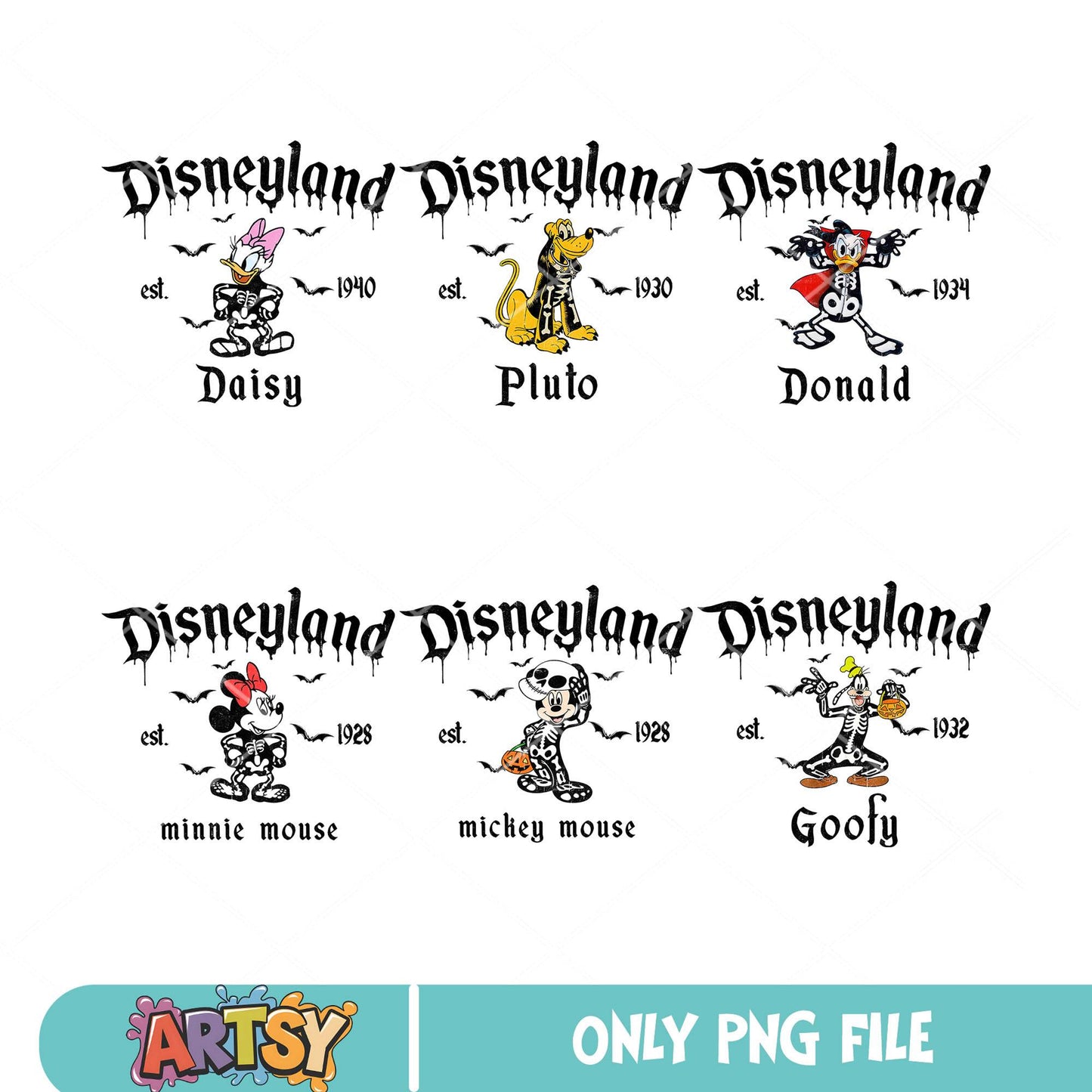 Disneyland mickey skeleton png bundle, mickey halloween png
