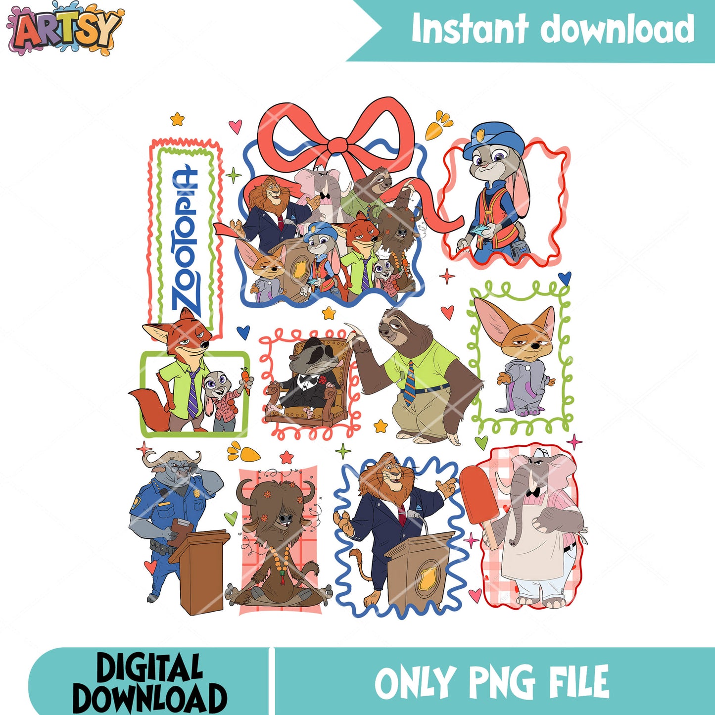 Disney movies zootopia poster png, nick zootopia png, chief bogo png