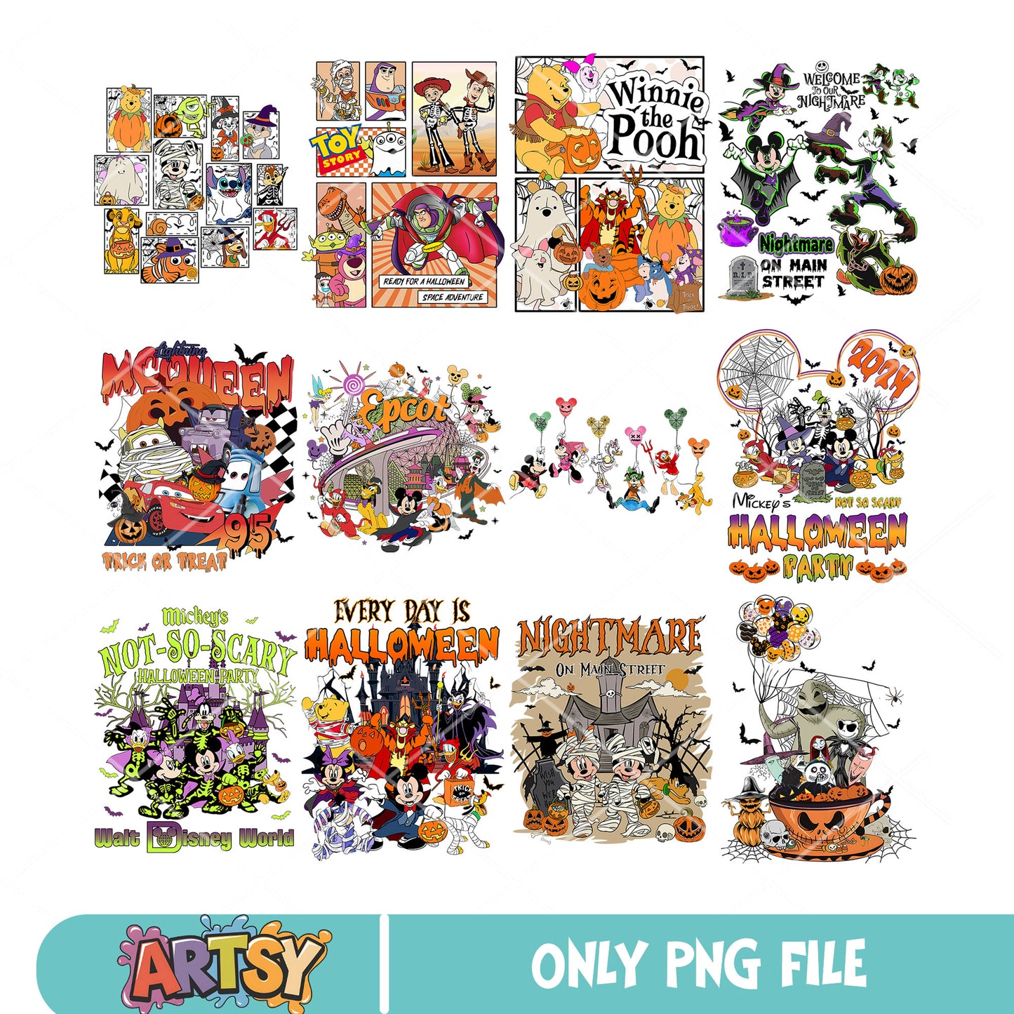 Disney nightmare png bundle, disney nightmare png, halloween disney png