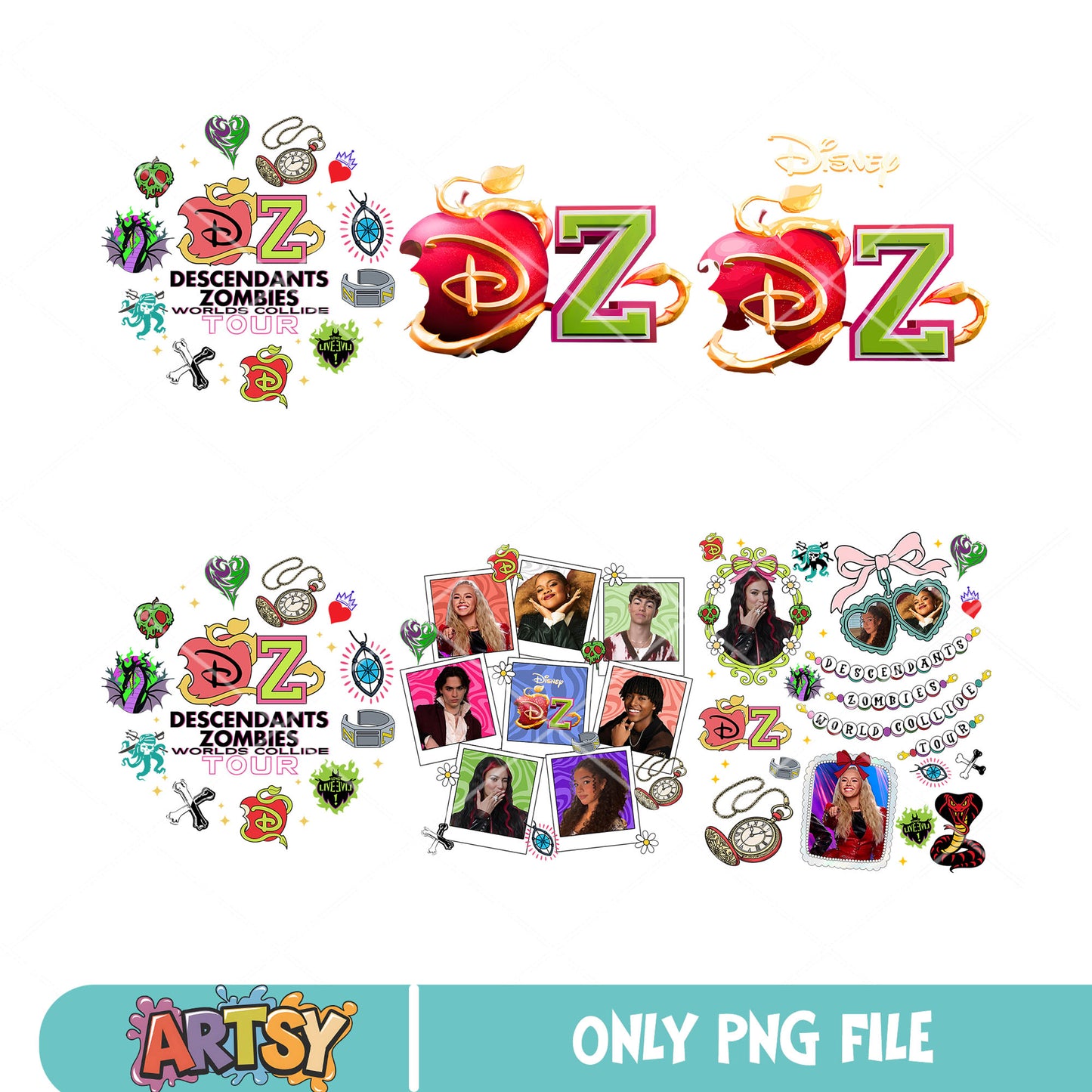 Disney zombies png bundle, Descendants zombies png, disney tour 2025 png