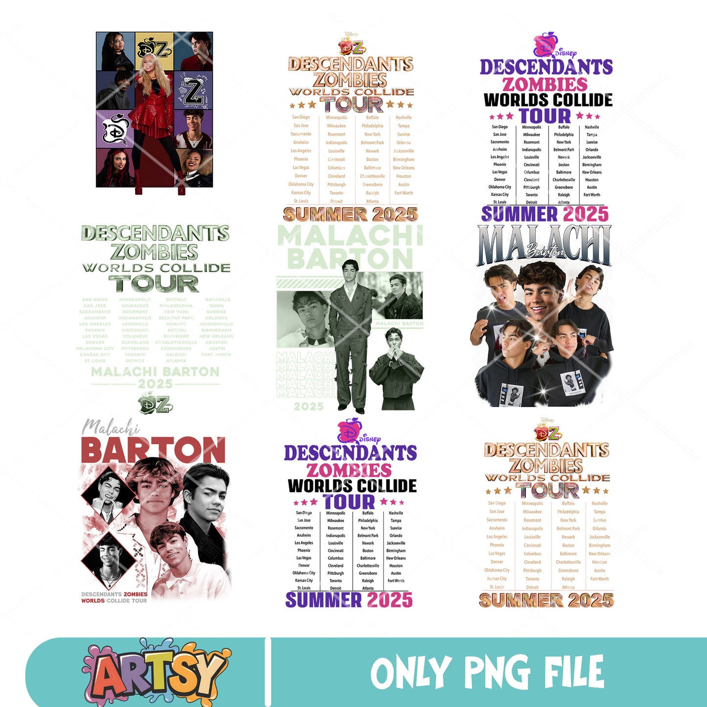 Disney zombies tour png bundle, Descendants zombies png, Descendants Tour PNG