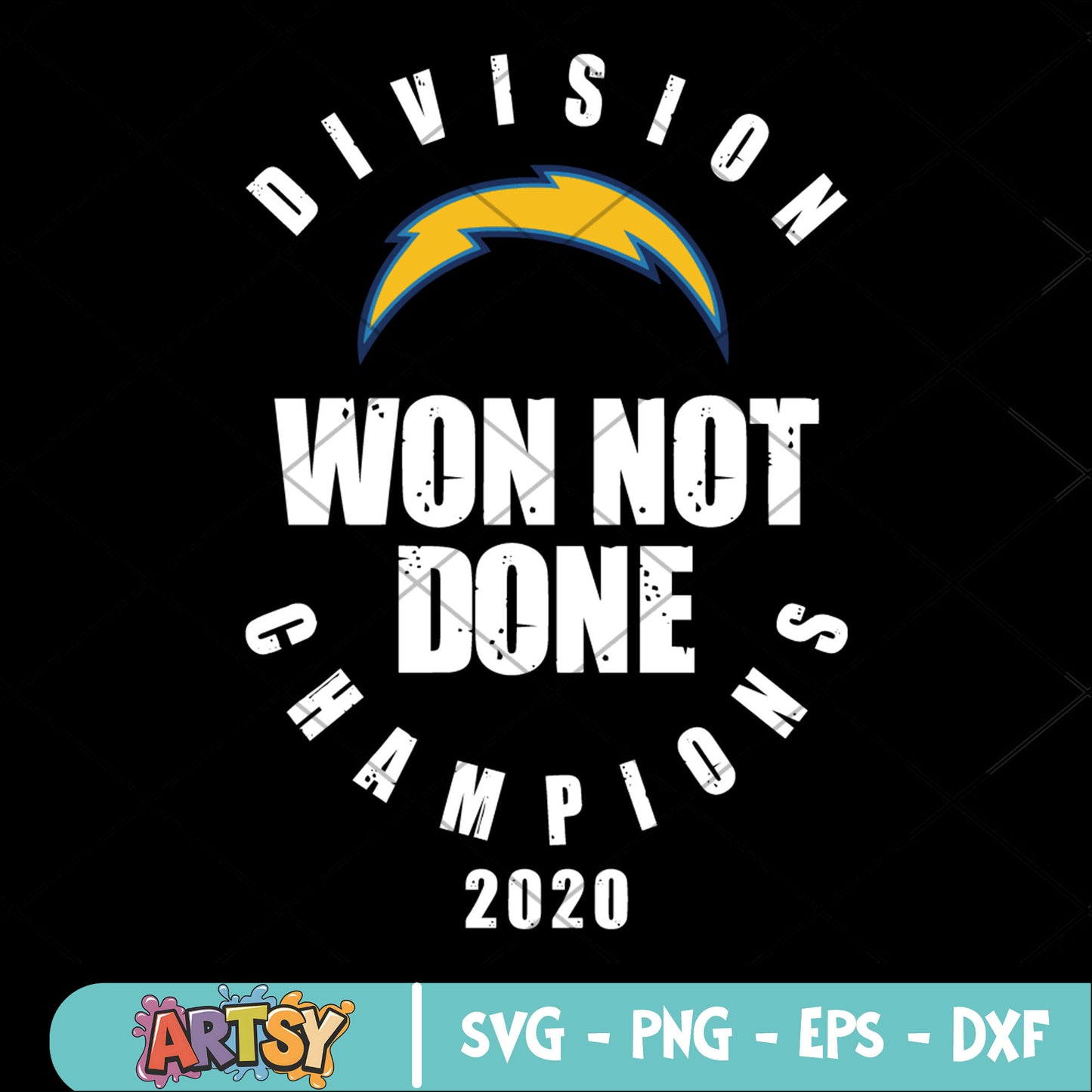 Division won not done chapion 2020 svg, NFL svg, la chargers svg