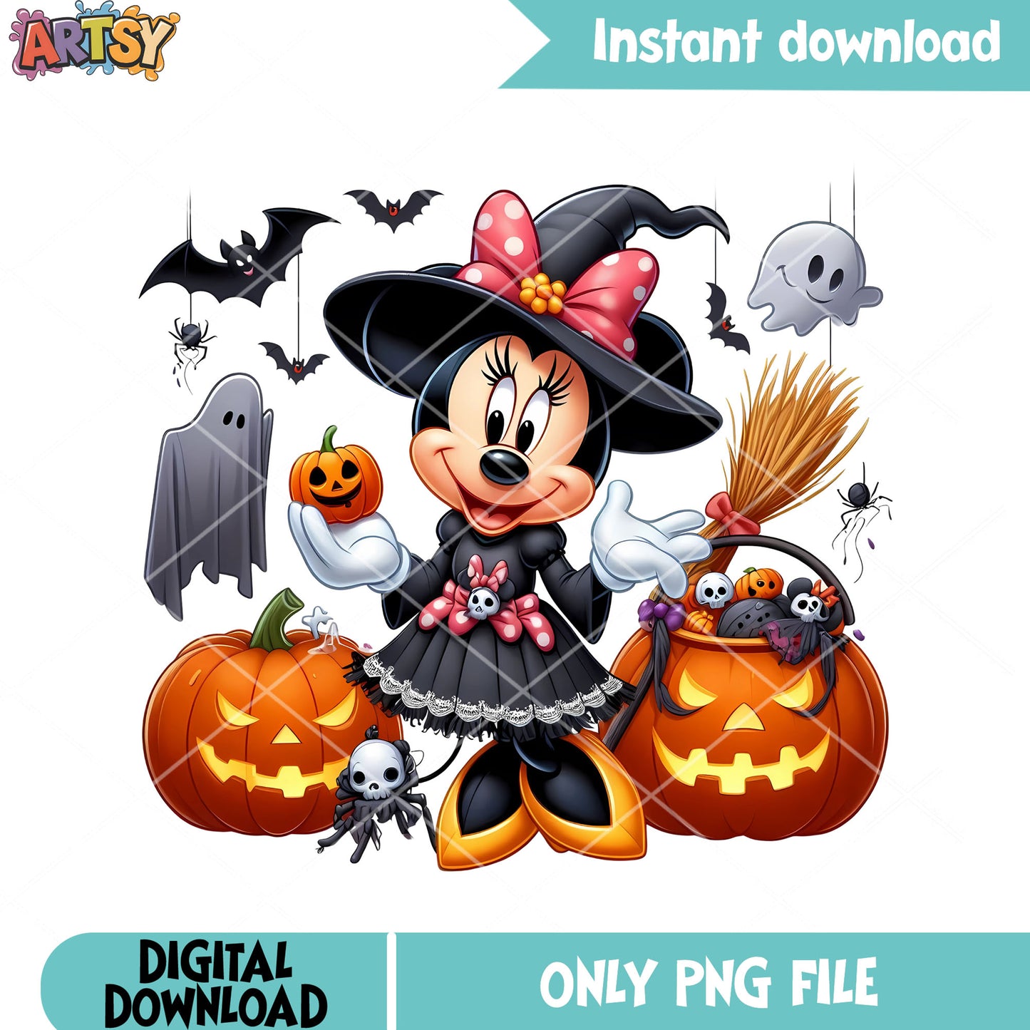 Dog skeleton png, Minnie mouse png, spooky halloween png