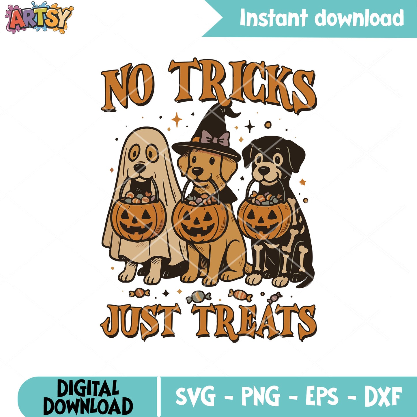 Dogs no trick just treat svg, trick or treat svg, pumpkin for dogs svg