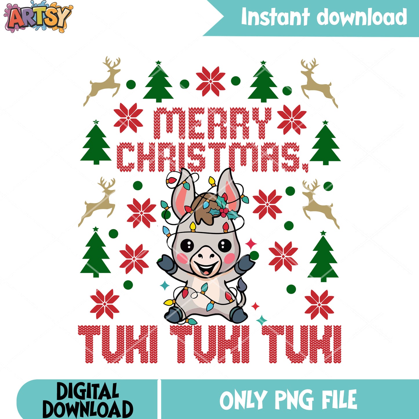 Donkey christmas designs png, christmas poster png, christmas cards png