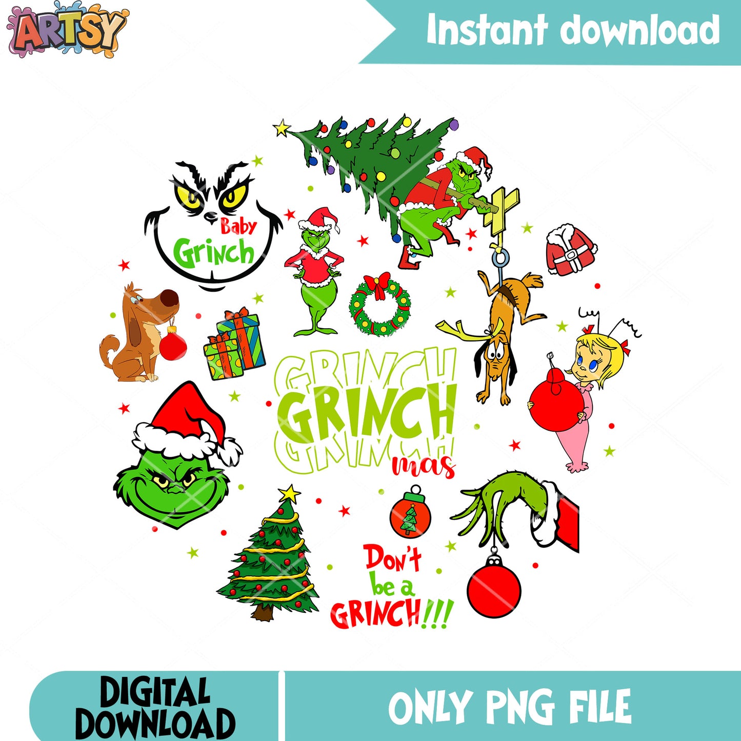 Dont be a grinch png, the grinch png, christmas decor png