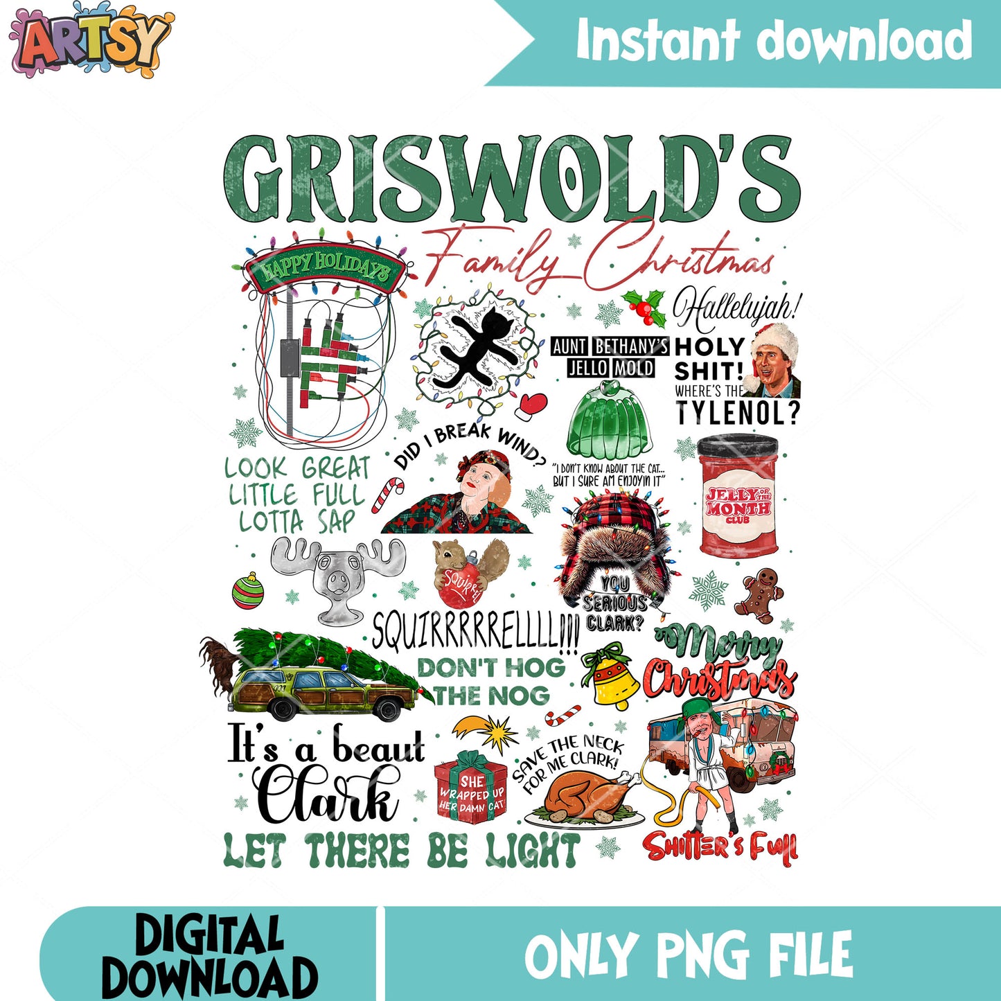 Dont hog the nog png, clark griswold png, christmas gifts png