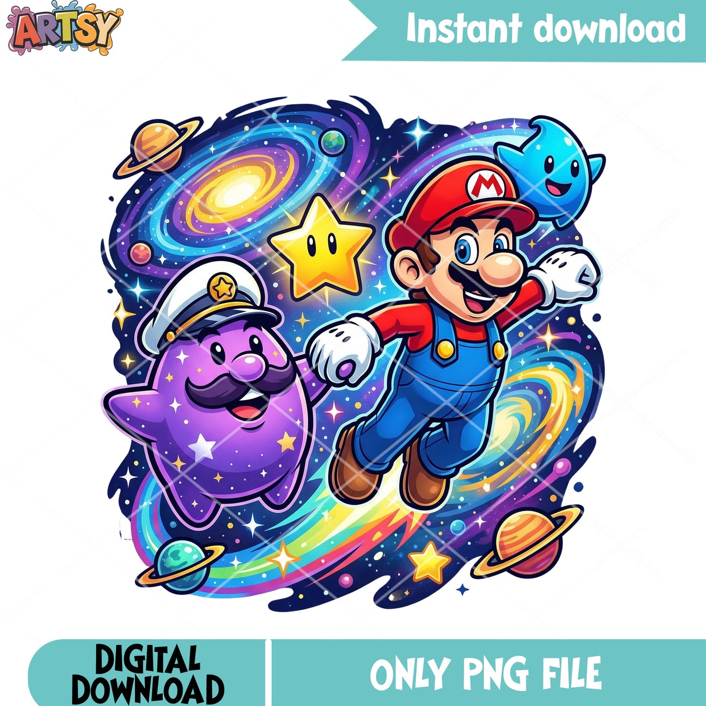 Double mario blob galaxy png, super mario galaxy png, nintendo switch png