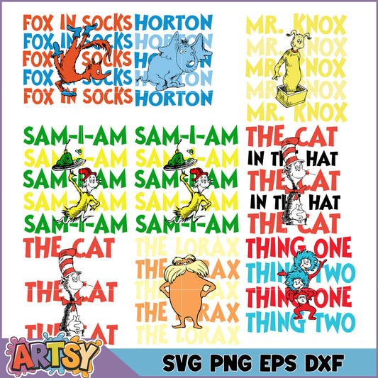 Dr Seuss SVG Bundle PNG, EPS, DXF Files