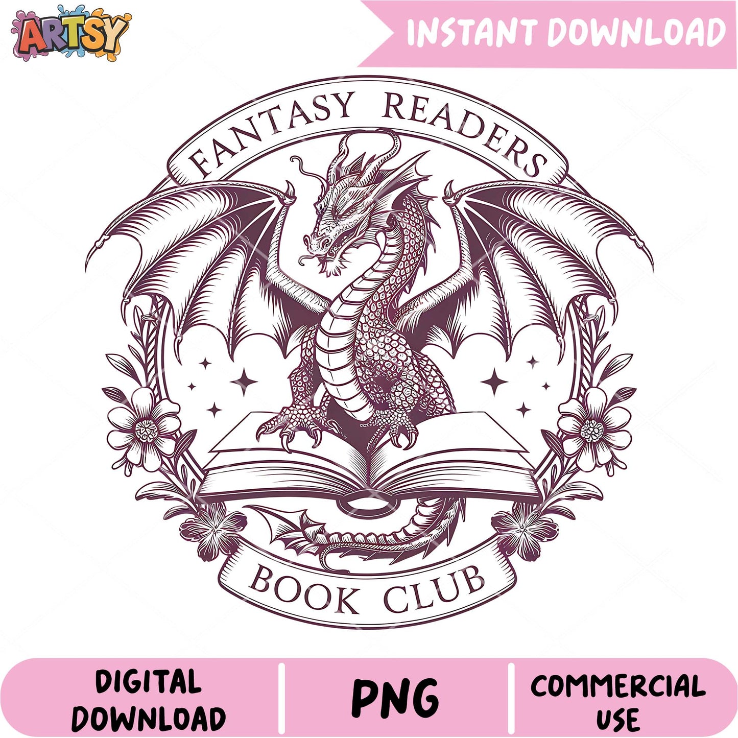 Dragon Book Club PNG Design