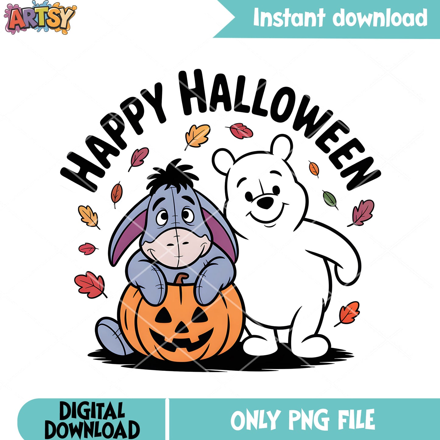 Duo halloween pooh eeyore png, happy halloween png, pooh bear png