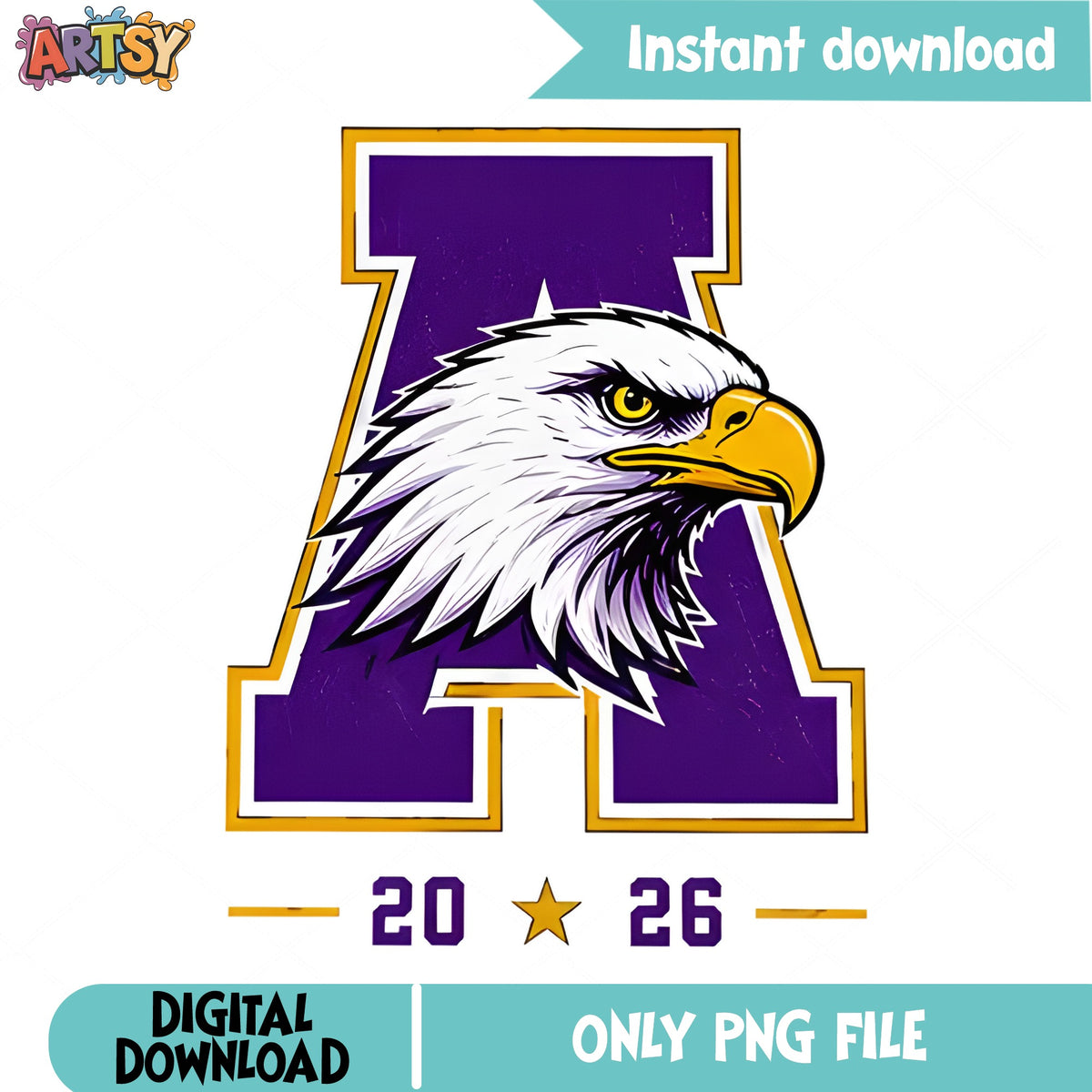 Eagle Mascot Letter A 2026 PNG, School Spirit PNG, Graduation PNG
