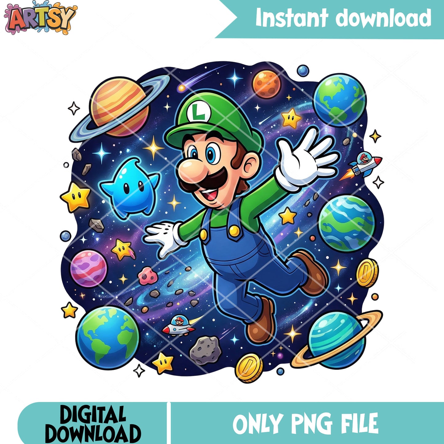 Earth luigi vibes meteoroid png, luigi mario png, super luigi galaxy png