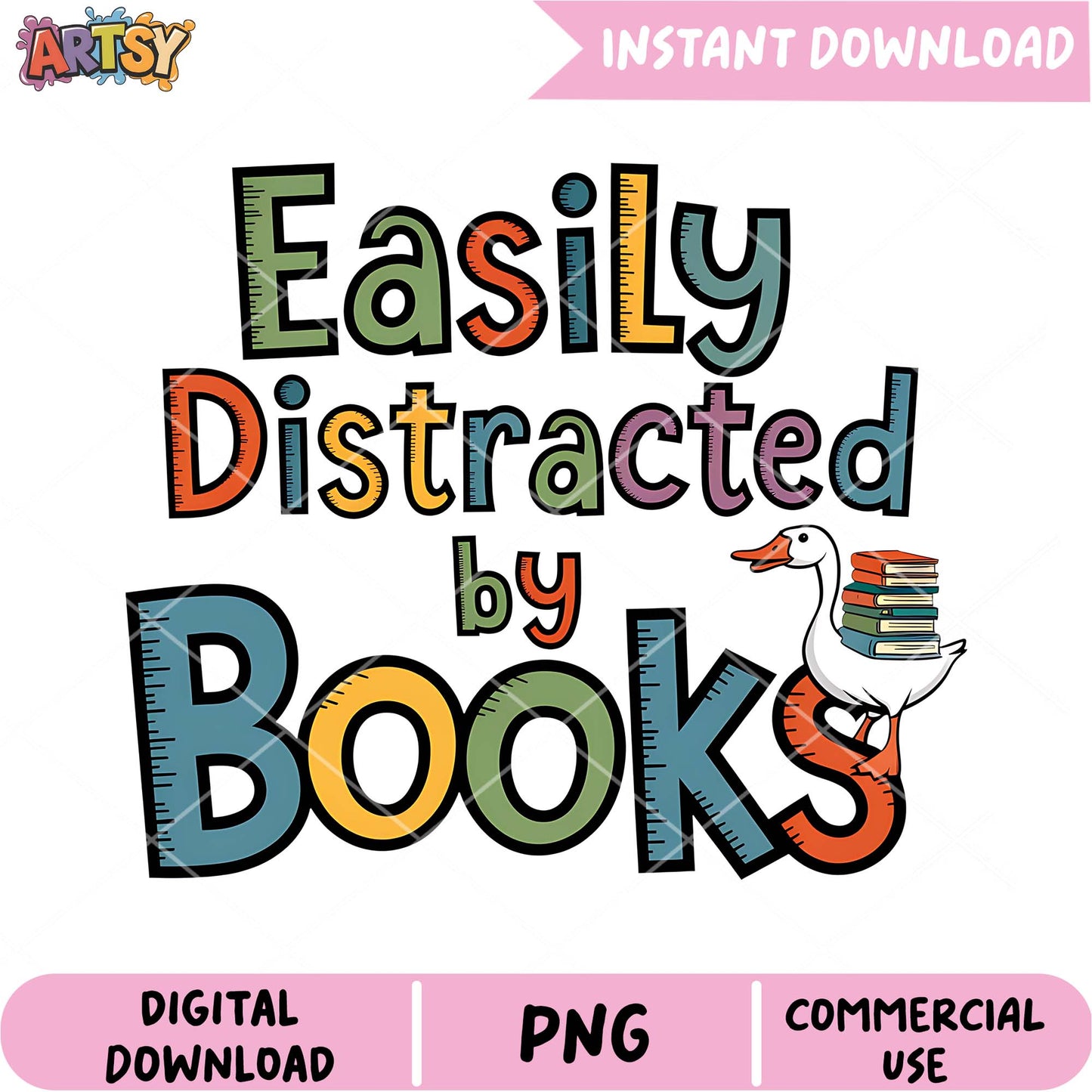 Easily Distracted by Books PNG