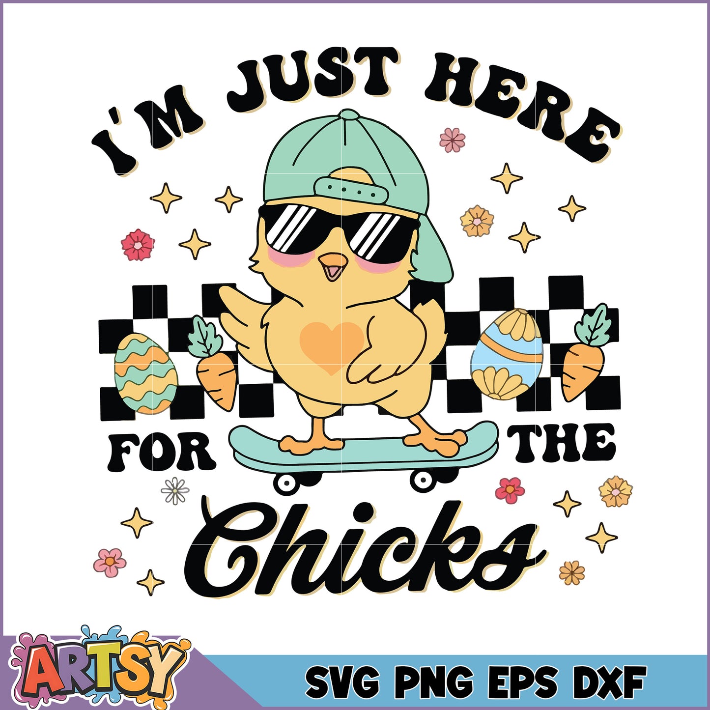 Easter Chick SVG Skateboarding Design