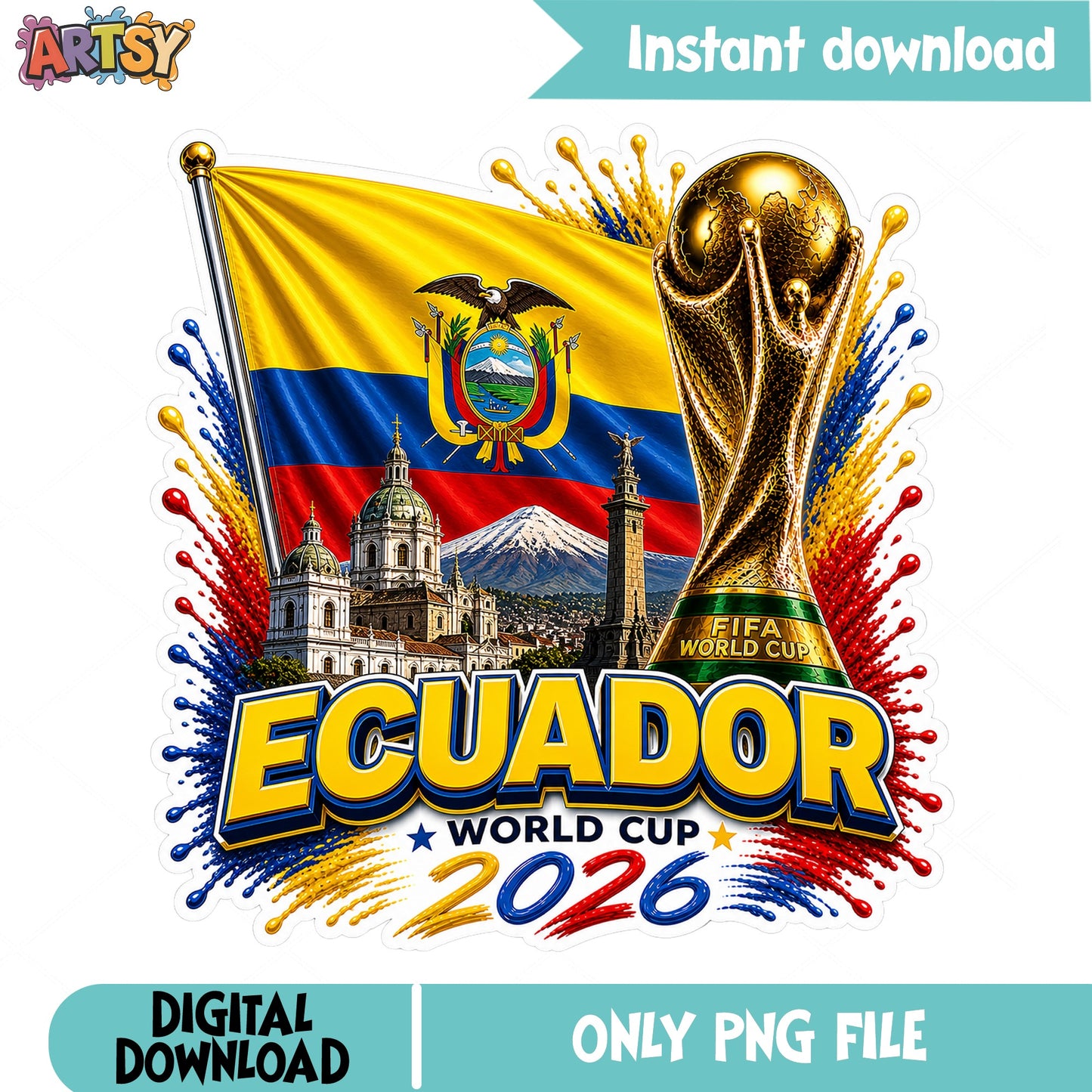 Ecuador World Cup 2026 PNG, Ecuador Soccer Flag PNG, FIFA PNG