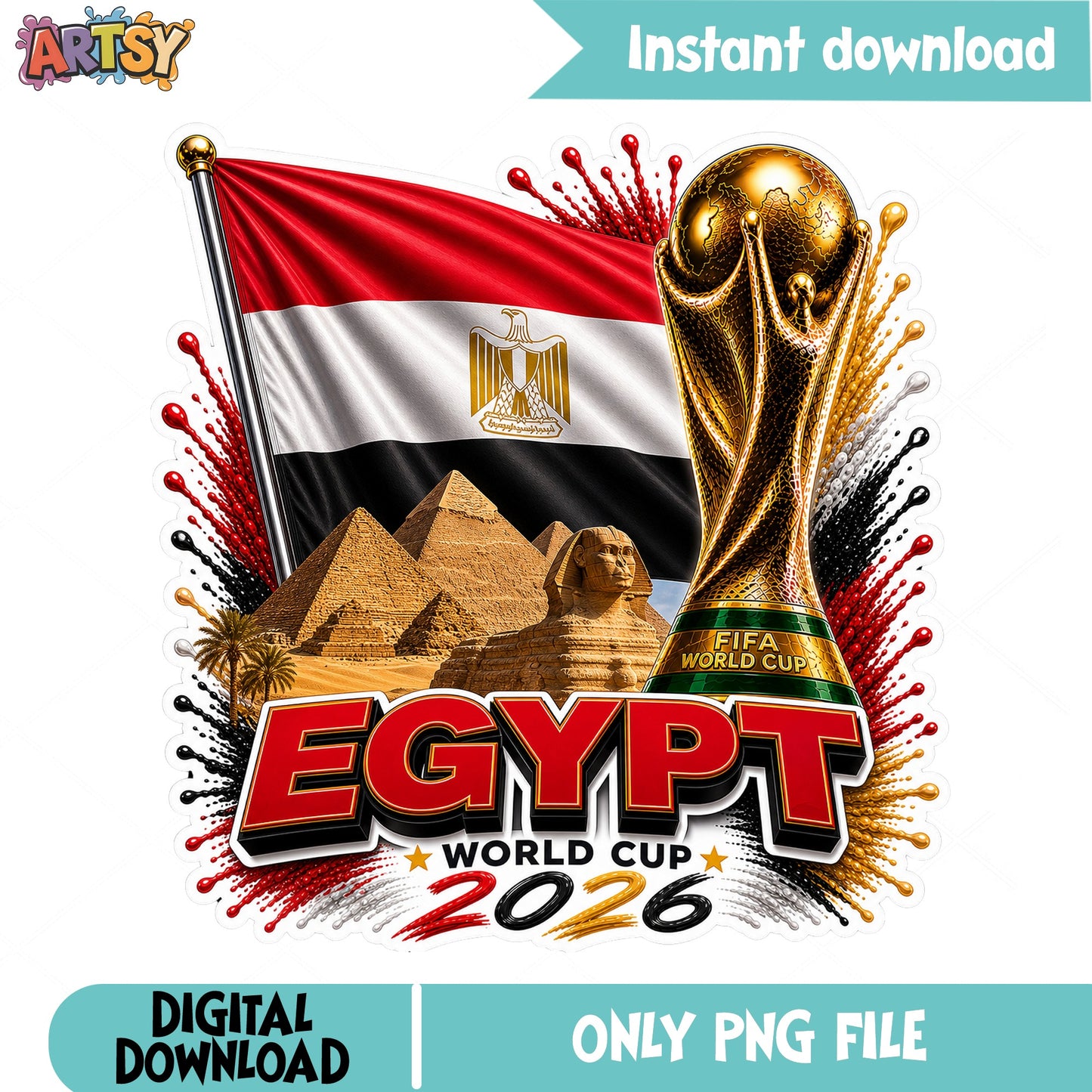 Egypt World Cup 2026 PNG, Egypt Soccer FIFA Trophy, Egypt Flag PNG