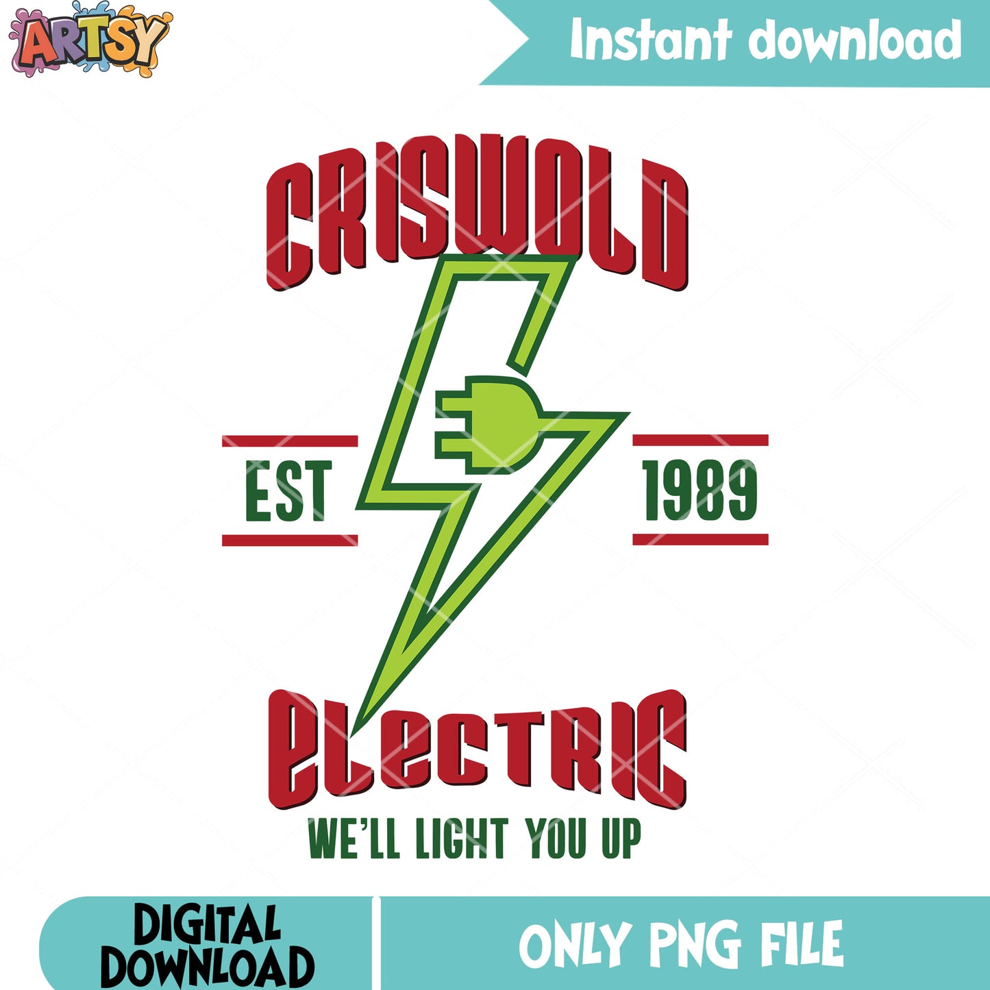 Electric lightning green png, logo green png, christmas vacation png