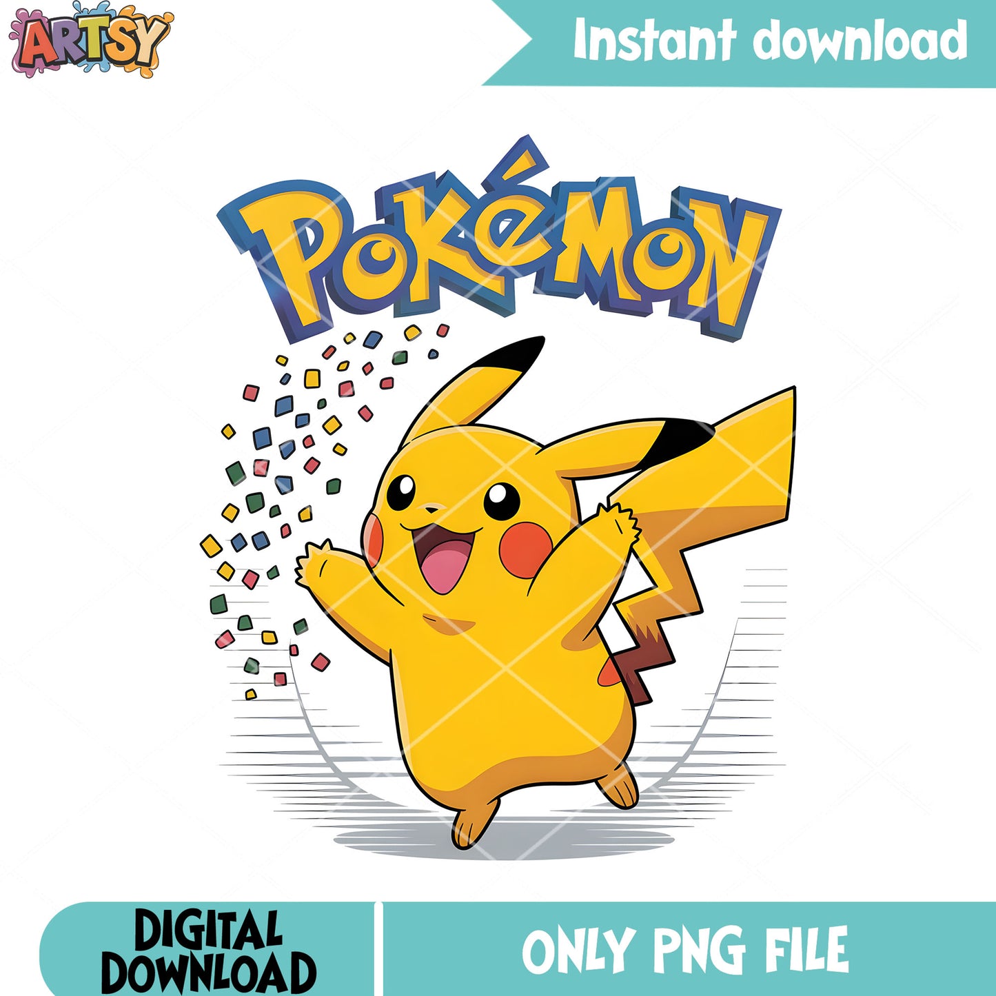 Electric pokemon poster png, pikachu png, pokemon stickers png