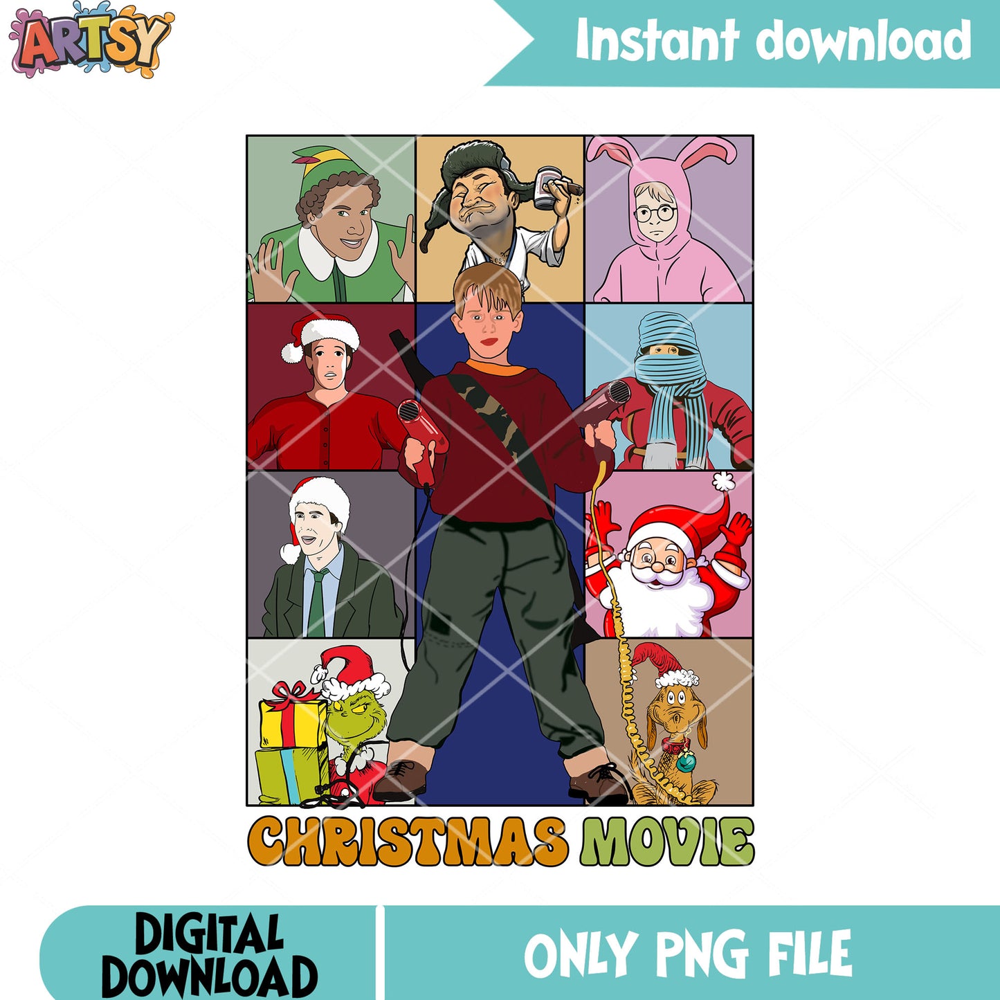 Elf and santa claus png, merry christmas png, kevin mccallister png