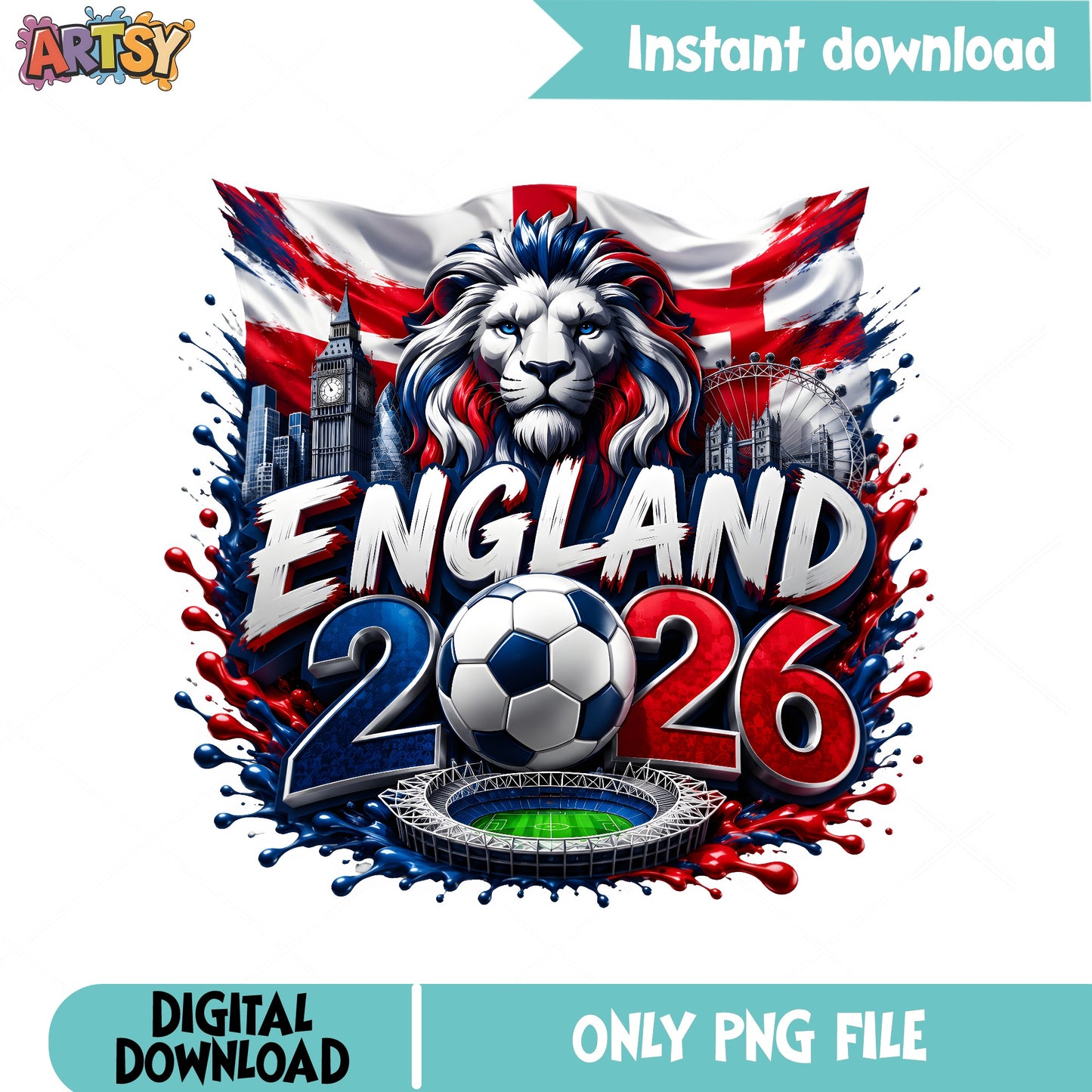 England 2026 Soccer PNG, England Football Lion PNG, World Cup PNG