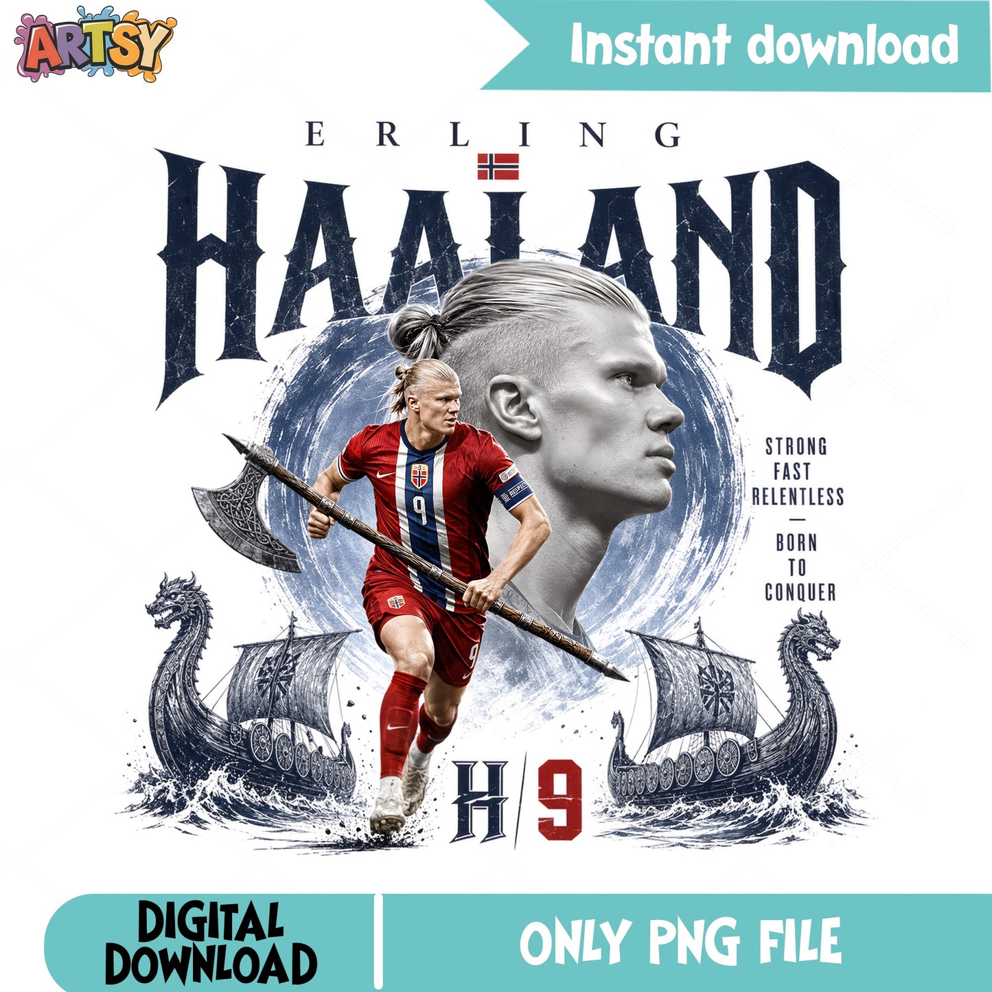 Erling Haaland Viking PNG, Soccer Player Shirt PNG, Football PNG