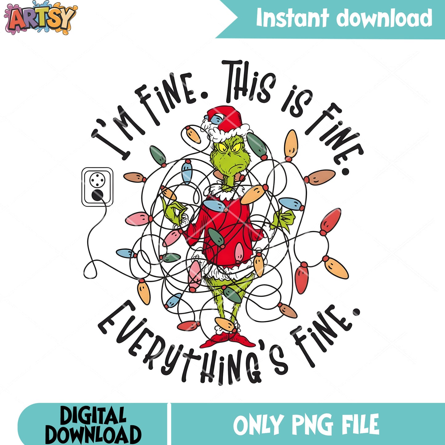 Everything is fine png, the grinch png, santa claus costume png