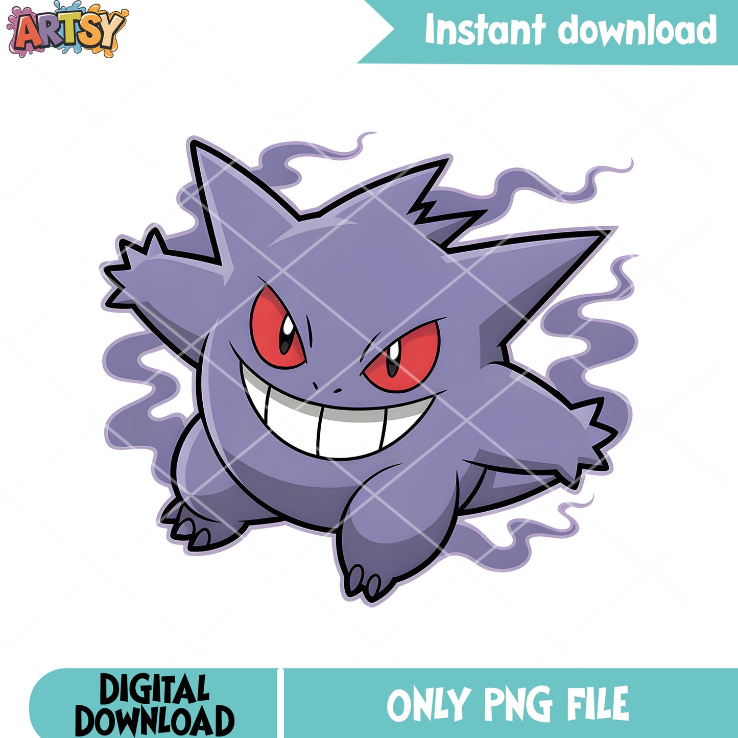 Evil smile gengar poster png, pokemon gengar png, cute pokemon png