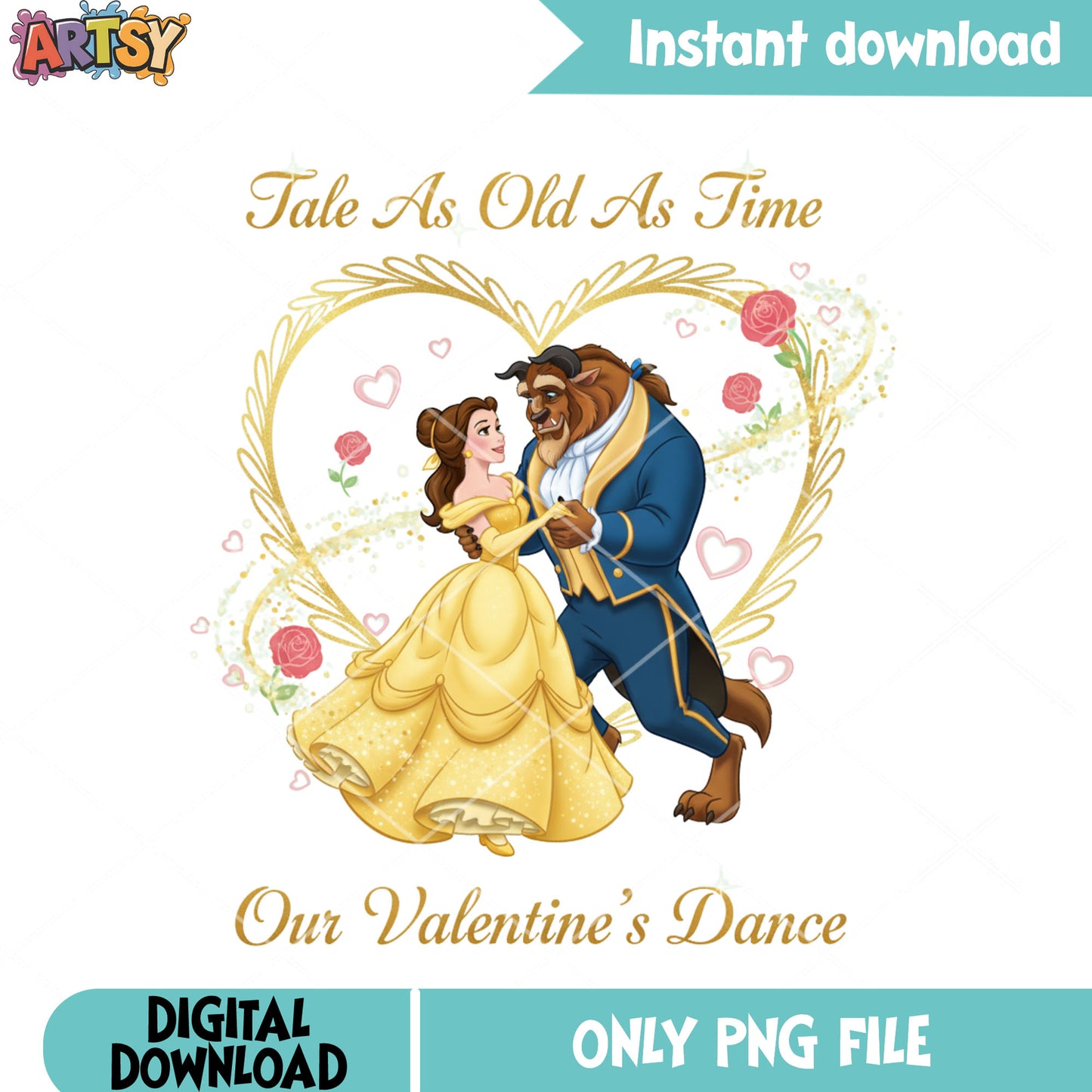 Fale as old as time png, beauty and the beast png, valentine day png
