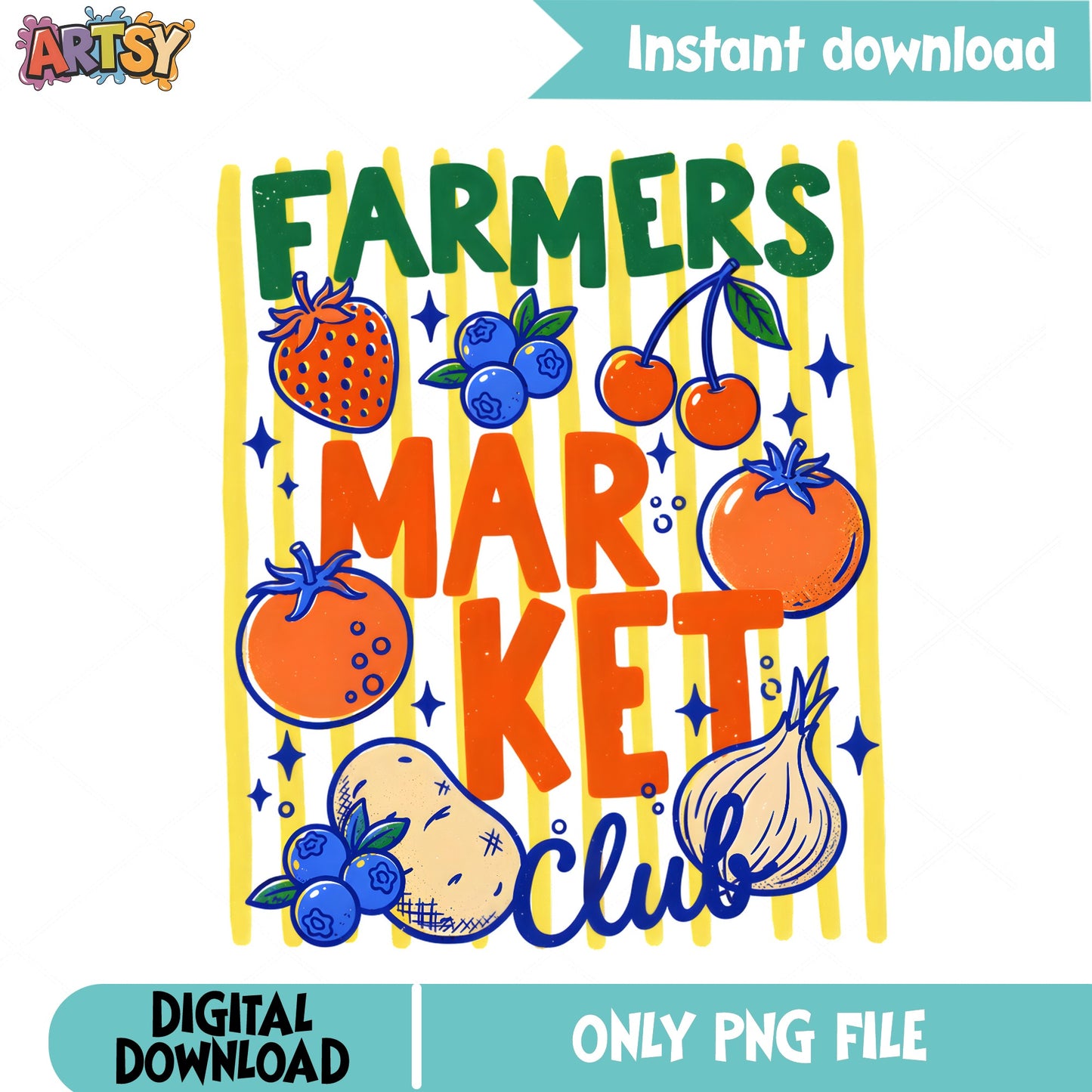 Farmers Market Club PNG, Fruit Vegetable Sublimation, Garden PNG