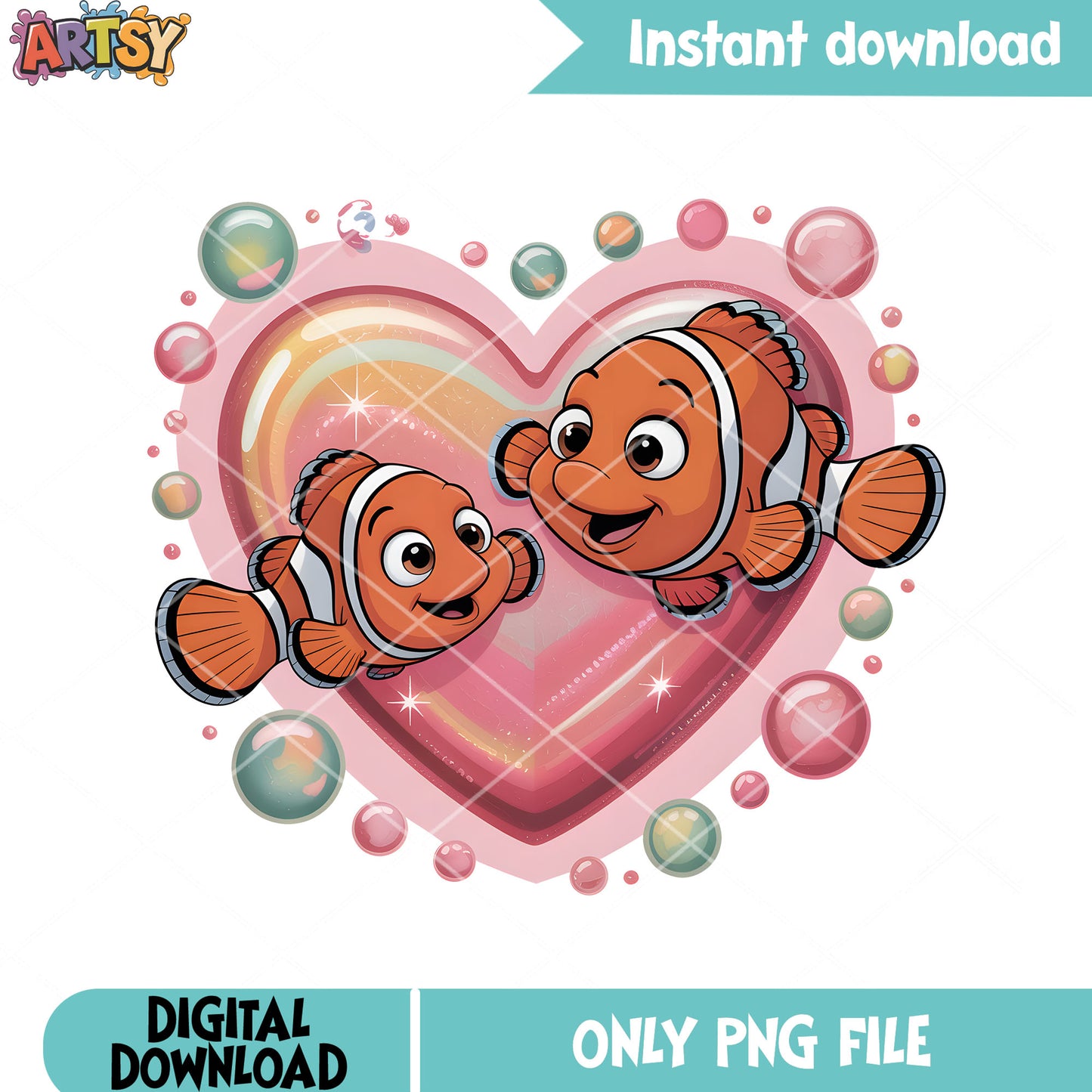Father and son clownfish png, disney nemo png, clownfish nemo png