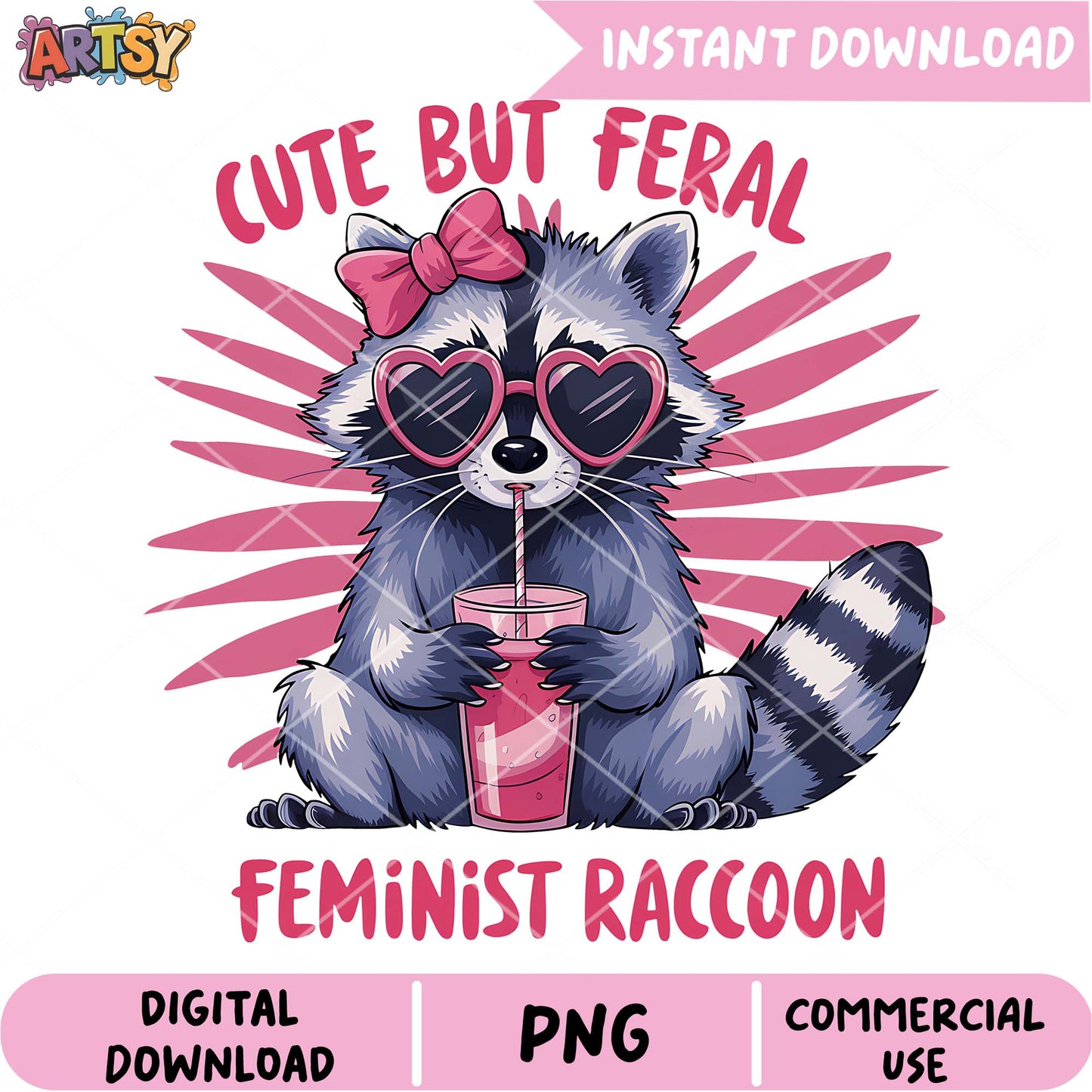 Feminist Raccoon PNG Design Download