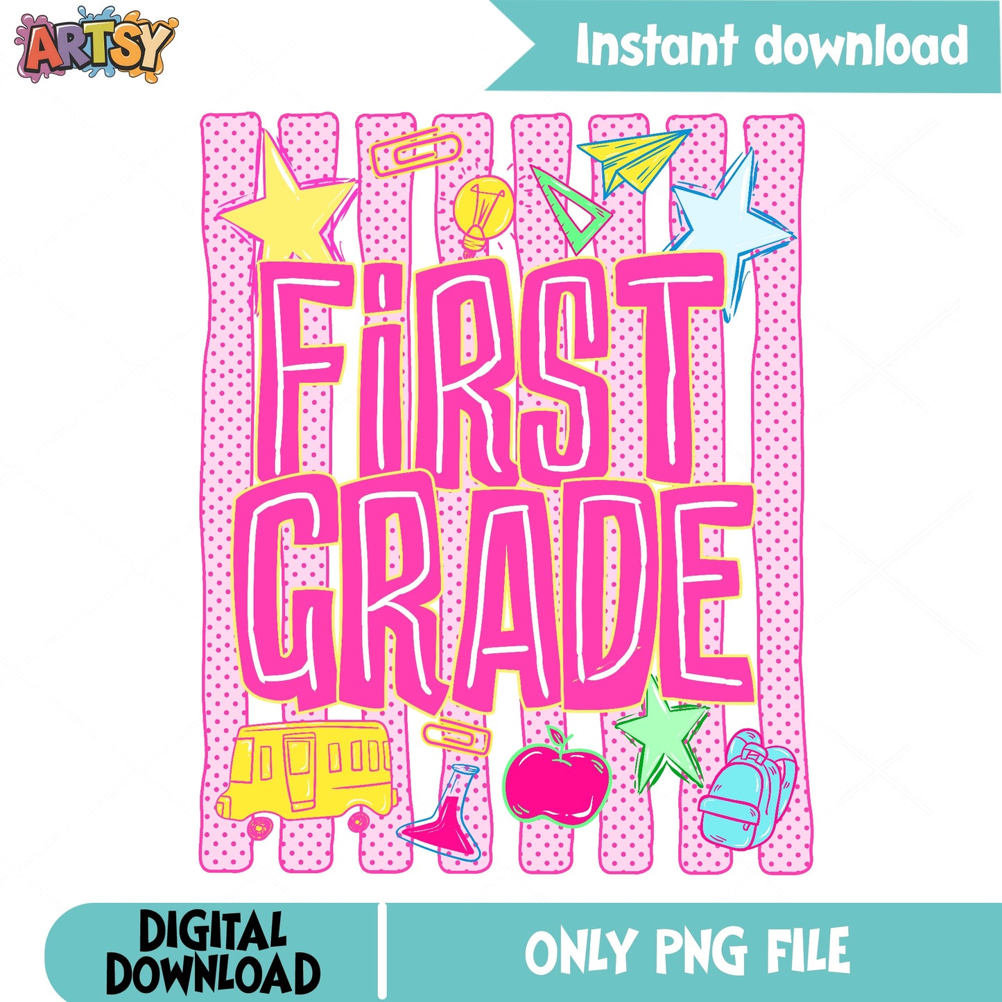 First Grade PNG, Back To School PNG, First Grade Shirt PNG