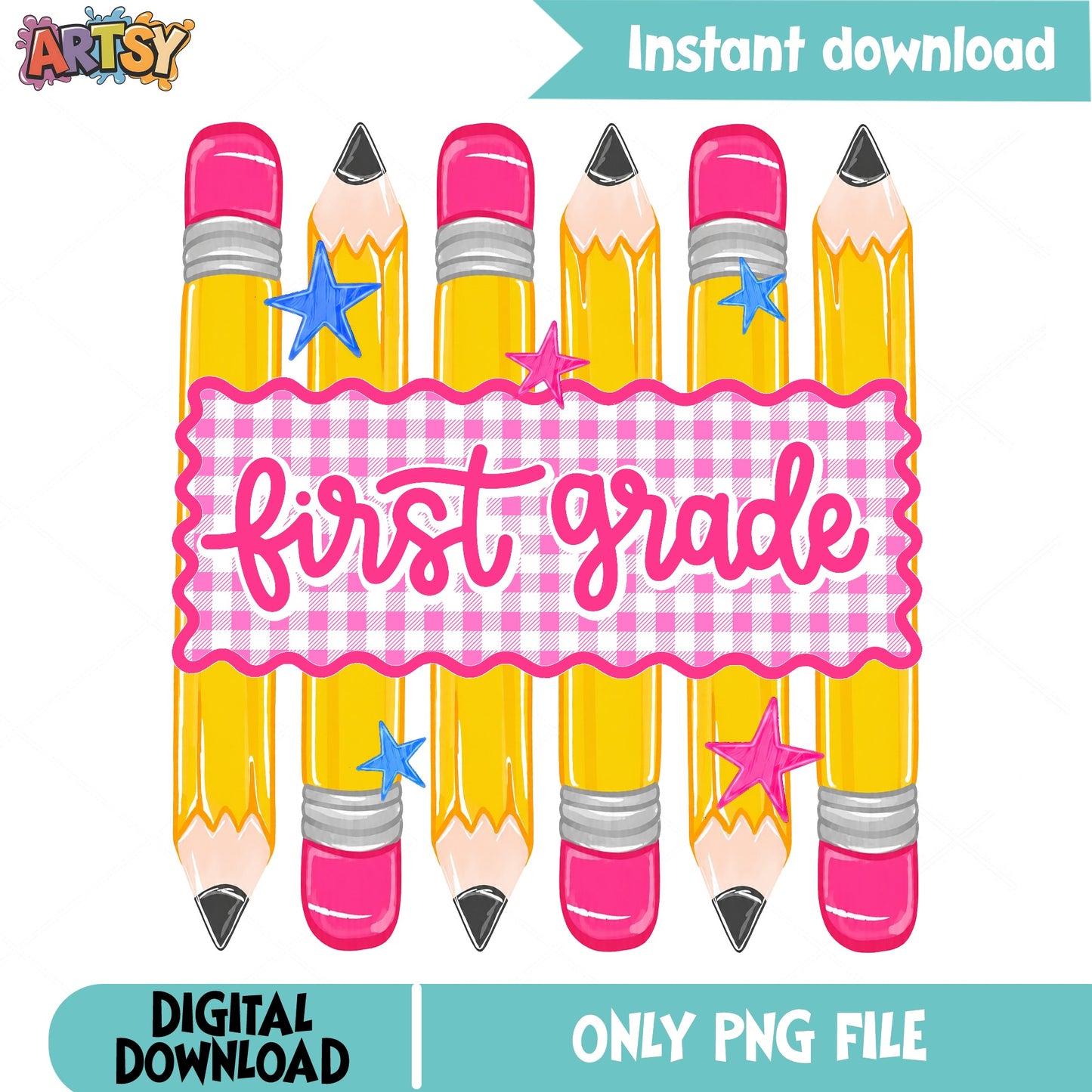 First Grade Pencils PNG, Back To School PNG, Teacher PNG