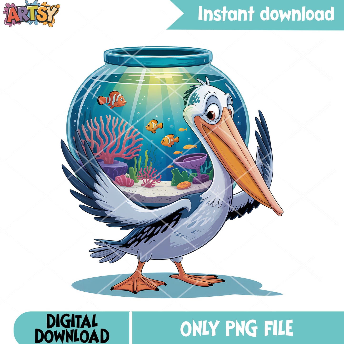 Fish tank coral pelican png, disney poster png, finding nemo png