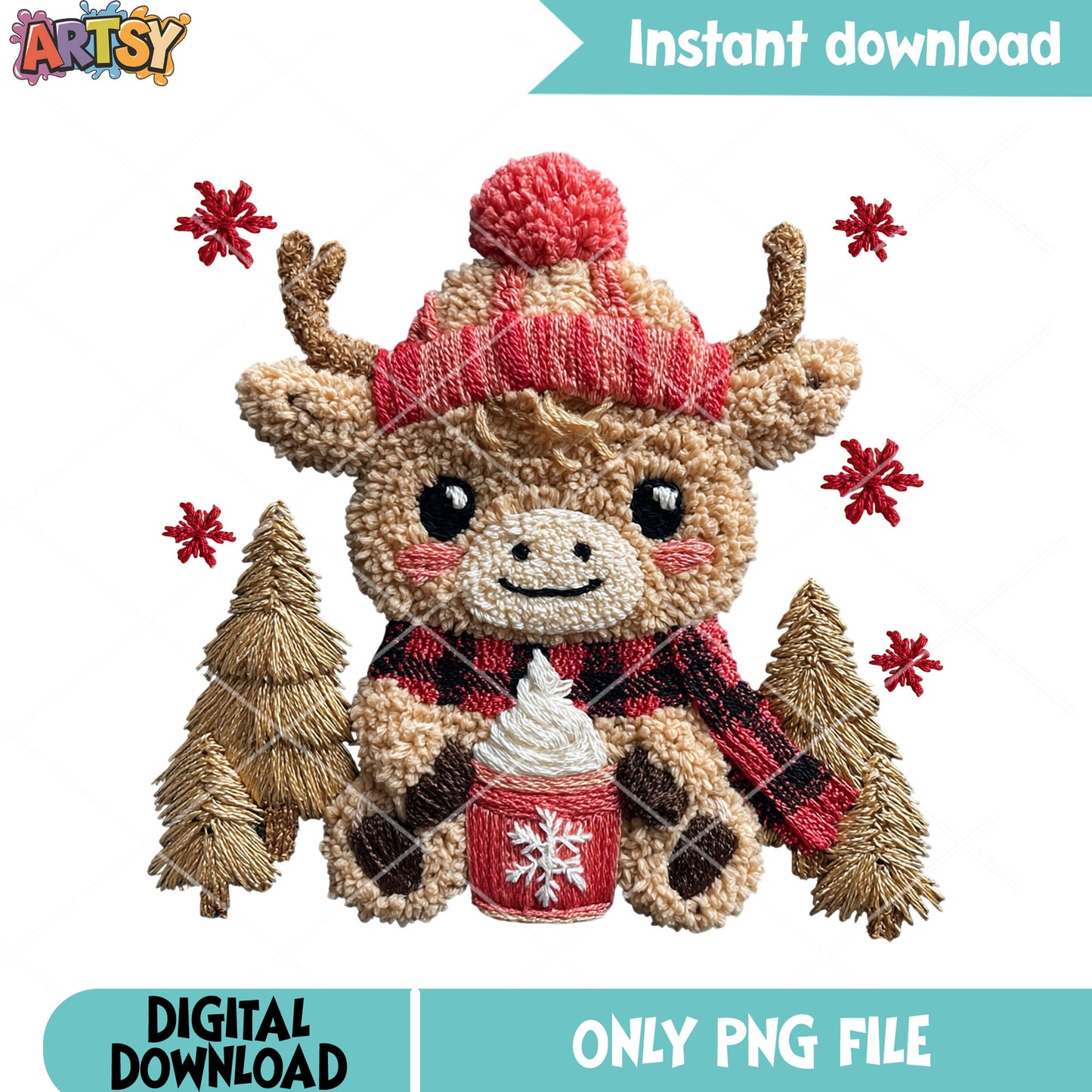 Flanel scraft christmas vibes png, christmas decor png, christmas png