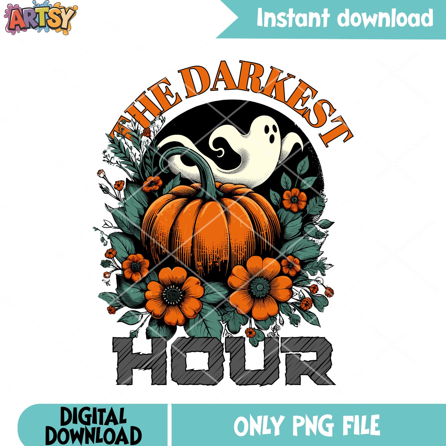 Float spirit orange flower png, ghost costume png, halloween scary png