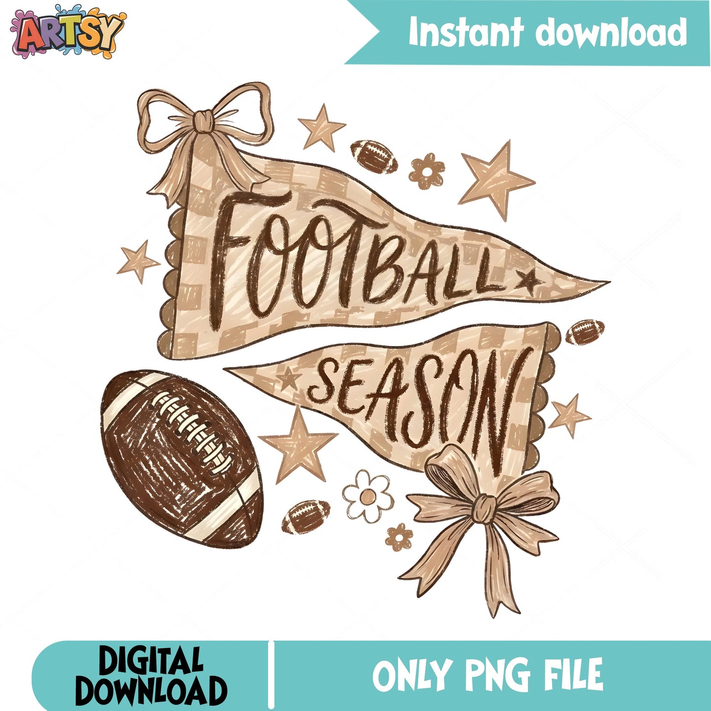 Football Season Pennant PNG, Coquette Bow Football PNG, Game Day PNG