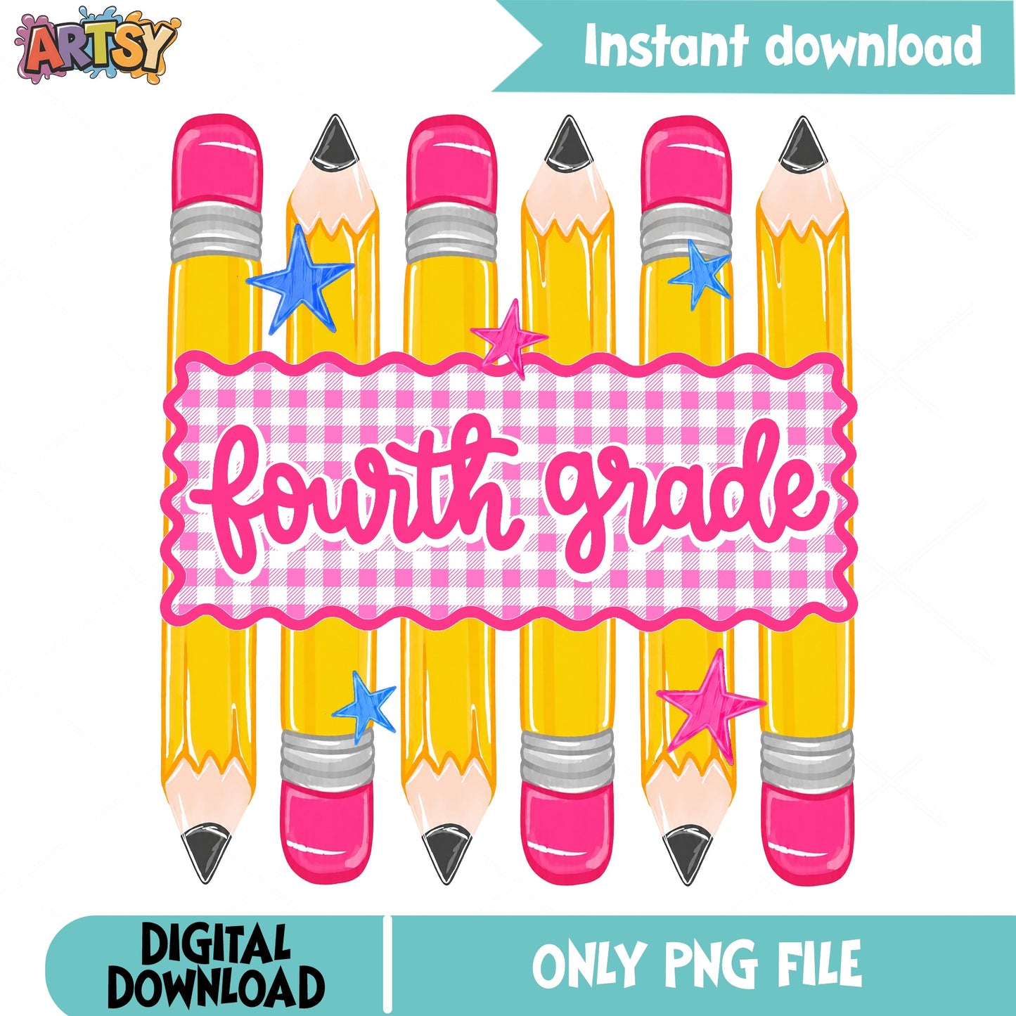 Fourth Grade Pencil PNG, Back To School PNG, Teacher PNG