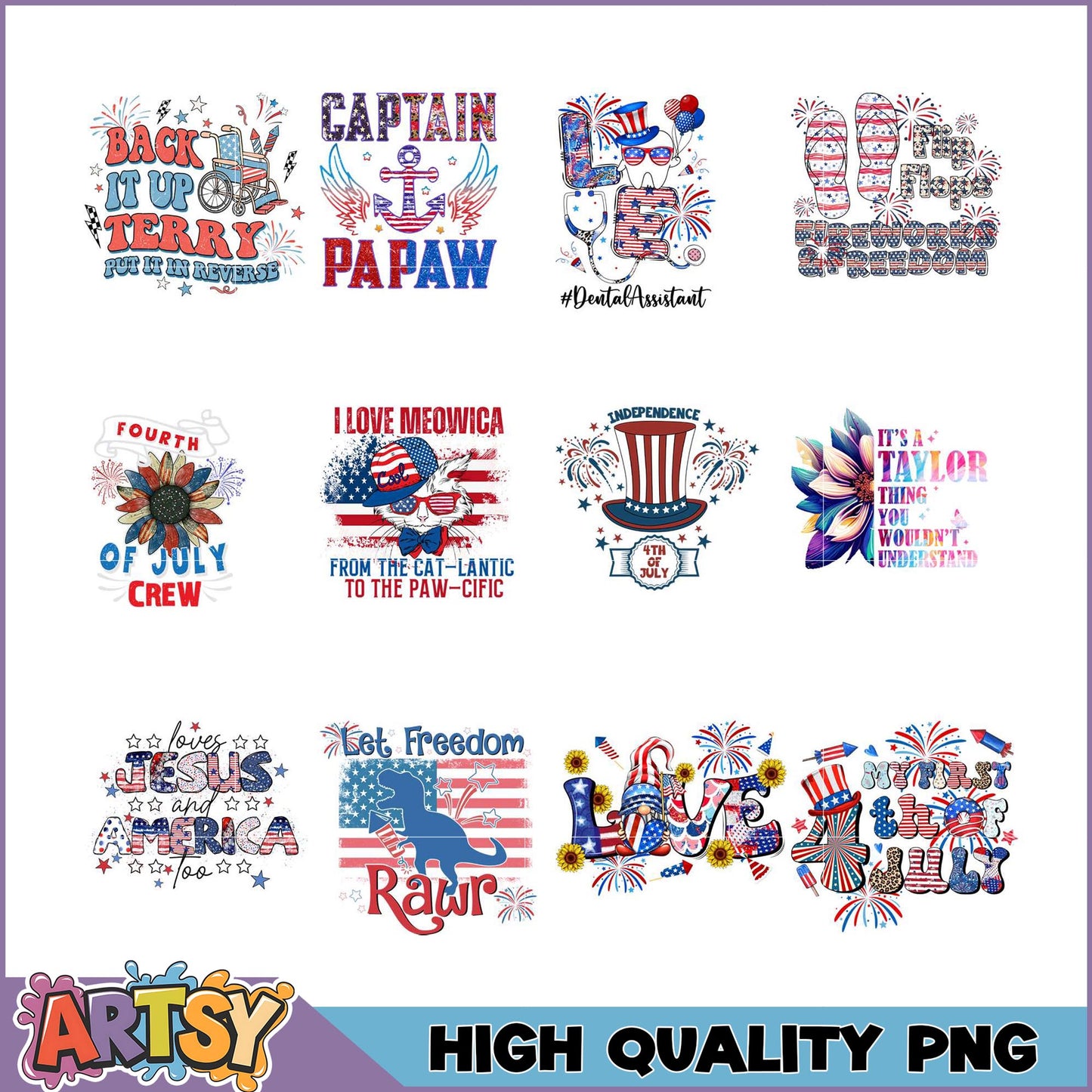 Fourth of July PNG Bundle Fun Designs for Celebrations