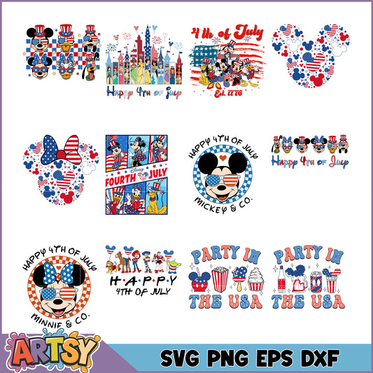 Fourth of July SVG Bundle Mickey Mouse Patriotic Designs for Crafting