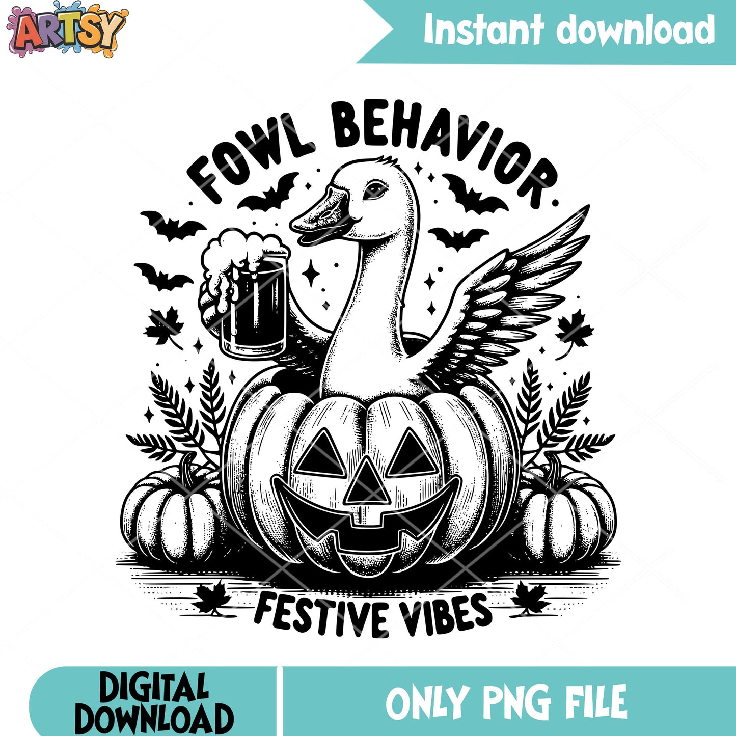 Fowl behavior festive vibe png, jack o lantern png, halloween scary png