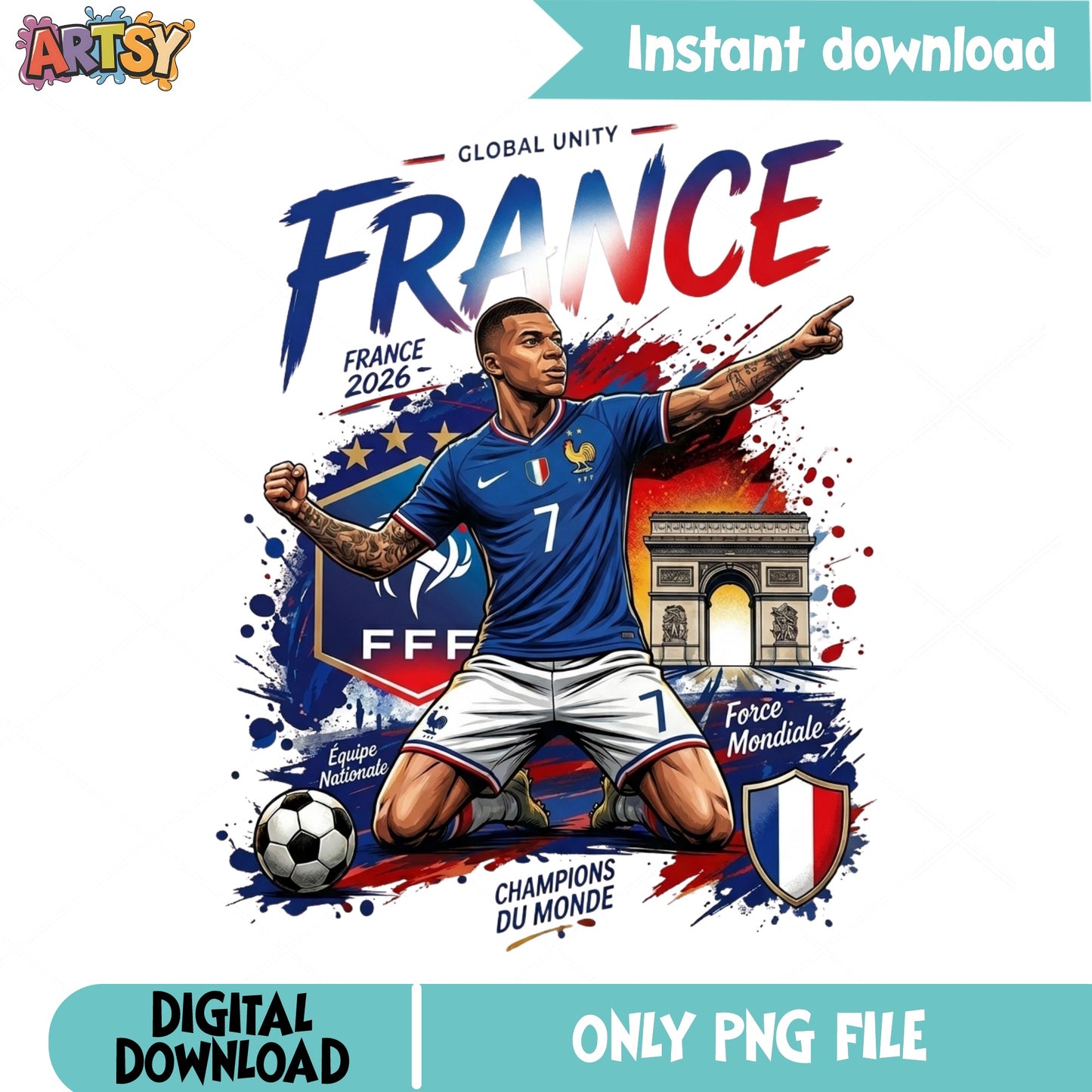 France Soccer Player PNG, World Cup 2026 Football PNG, FFF PNG