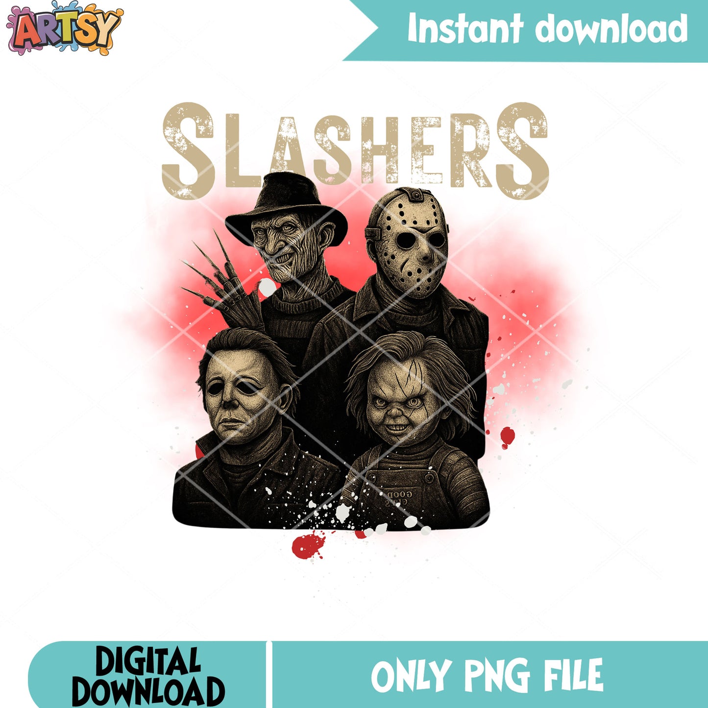 Freddy krueger character png, michael myers png, chucky doll png