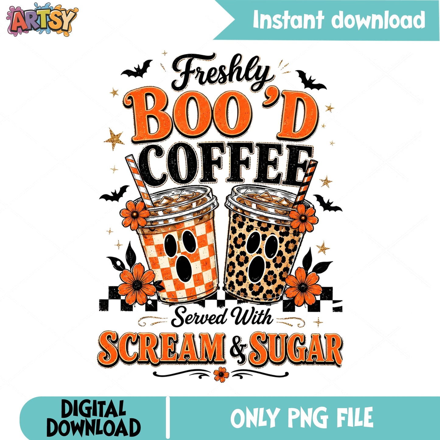 Freshly Bood Coffee Halloween PNG, Spooky Coffee PNG, Halloween PNG